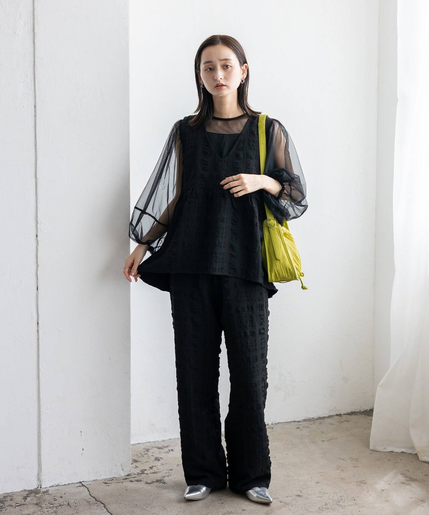 ヴィータフェリーチェ VitaFelice プリーツ巾着MINIバッグ （LIME） LIME