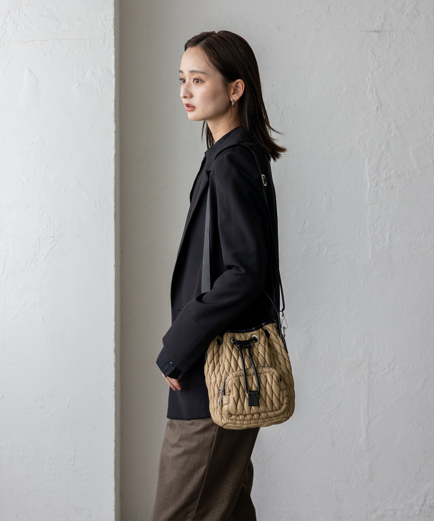 ヴィータフェリーチェ VitaFelice キルティング2way巾着バッグ （BEIGE） BEIGE