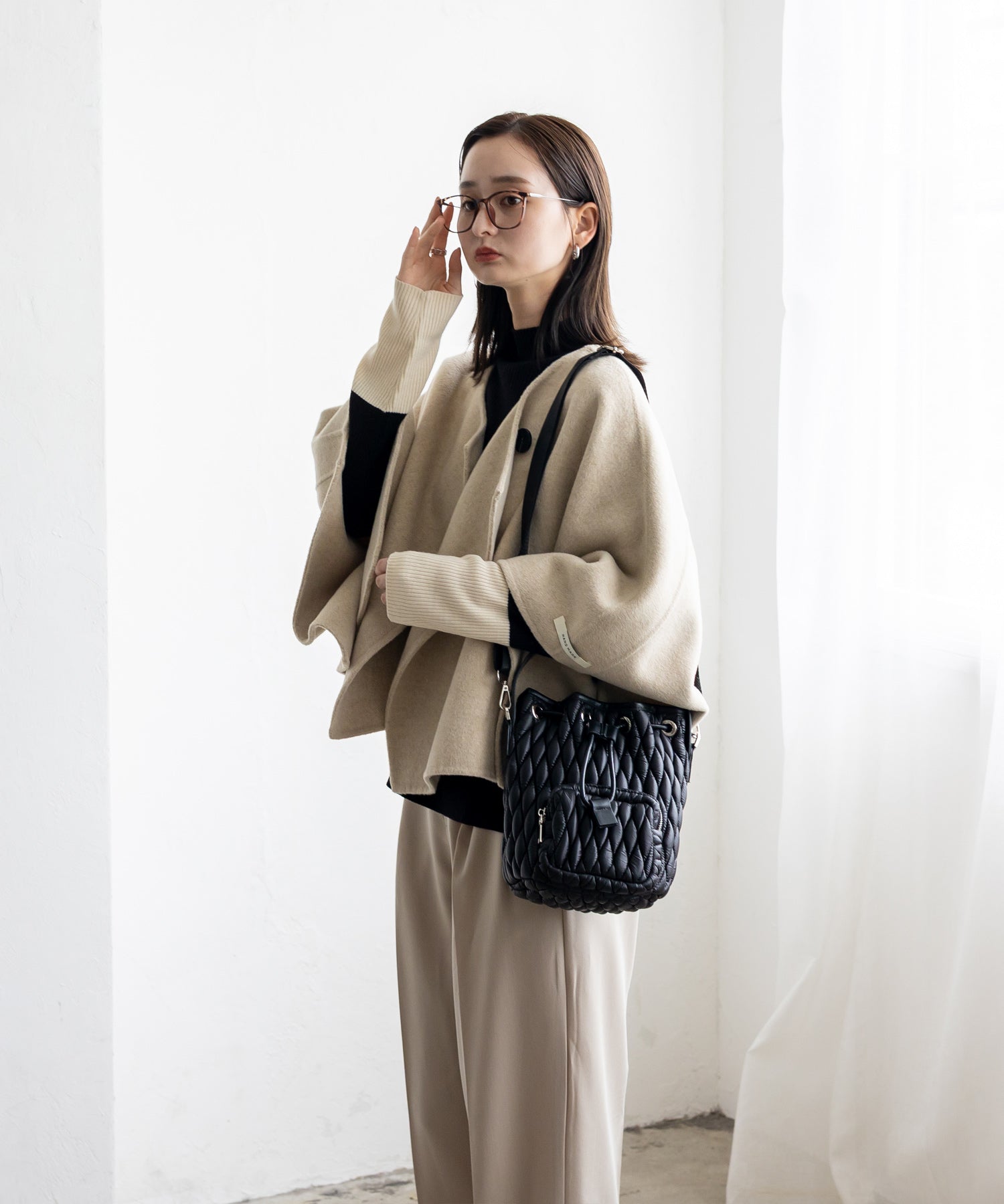 ヴィータフェリーチェ VitaFelice キルティング2way巾着バッグ （BEIGE） BEIGE