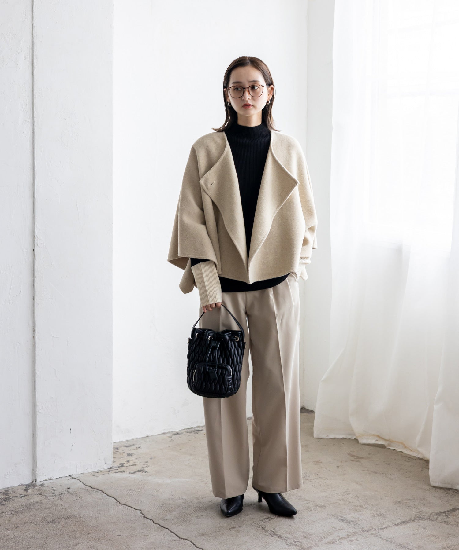 ヴィータフェリーチェ VitaFelice キルティング2way巾着バッグ （BEIGE） BEIGE