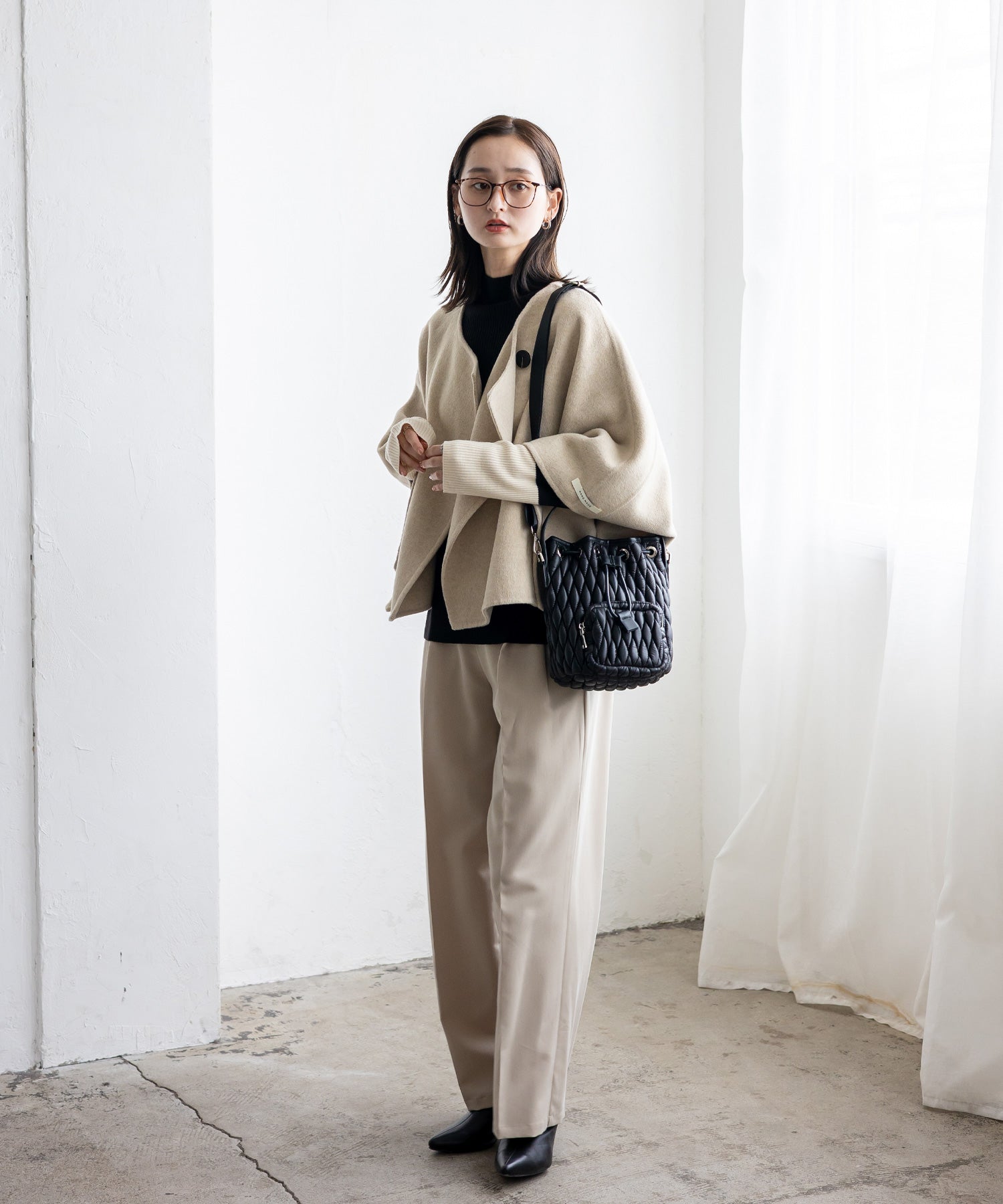 ヴィータフェリーチェ VitaFelice キルティング2way巾着バッグ （BEIGE） BEIGE