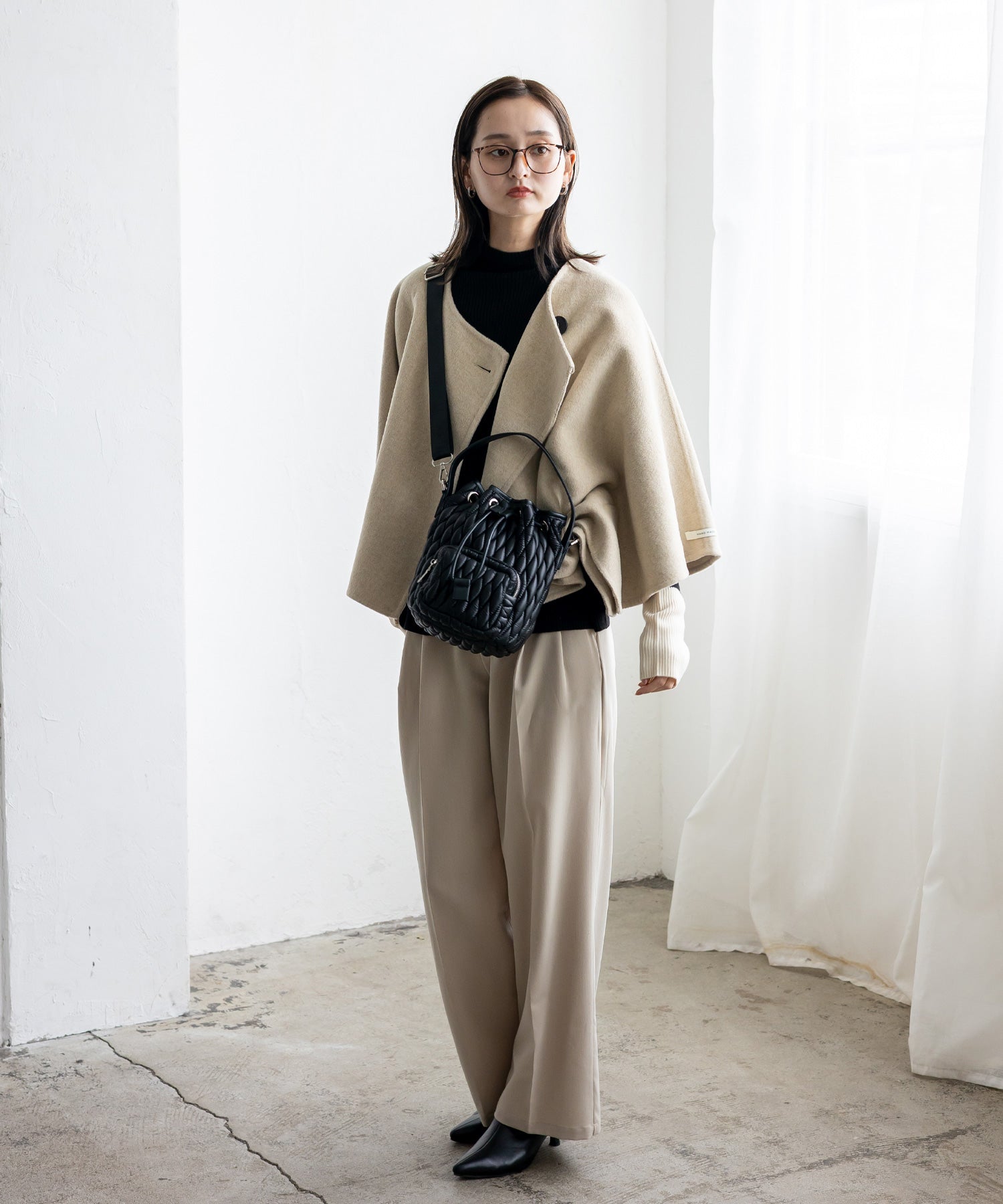 ヴィータフェリーチェ VitaFelice キルティング2way巾着バッグ （BEIGE） BEIGE