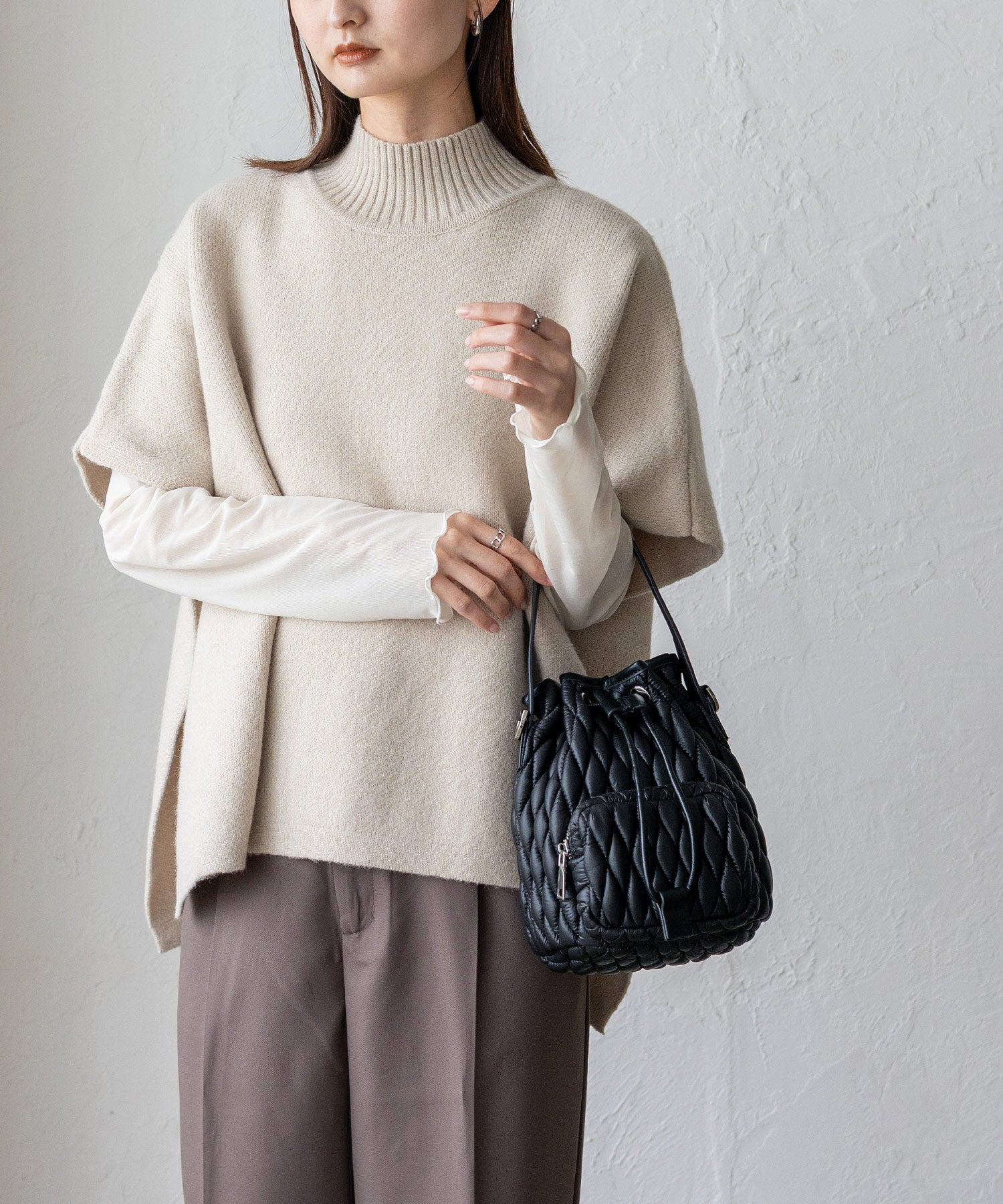 ヴィータフェリーチェ VitaFelice キルティング2way巾着バッグ （BEIGE） BEIGE