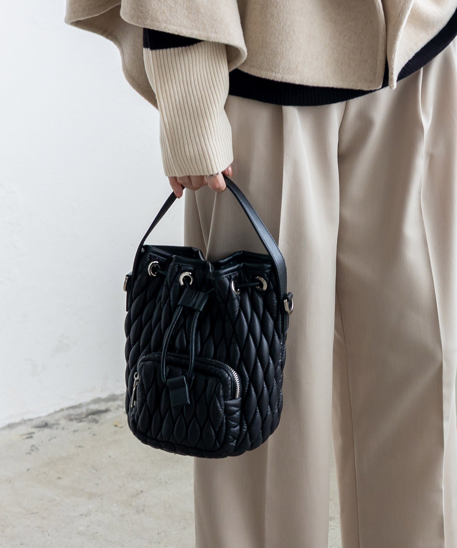 ヴィータフェリーチェ VitaFelice キルティング2way巾着バッグ （BEIGE） BEIGE