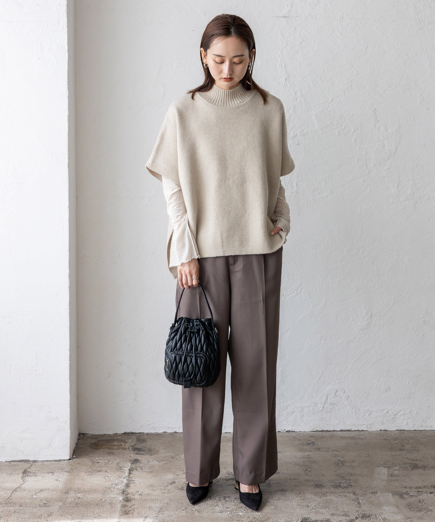 ヴィータフェリーチェ VitaFelice キルティング2way巾着バッグ （BEIGE） BEIGE