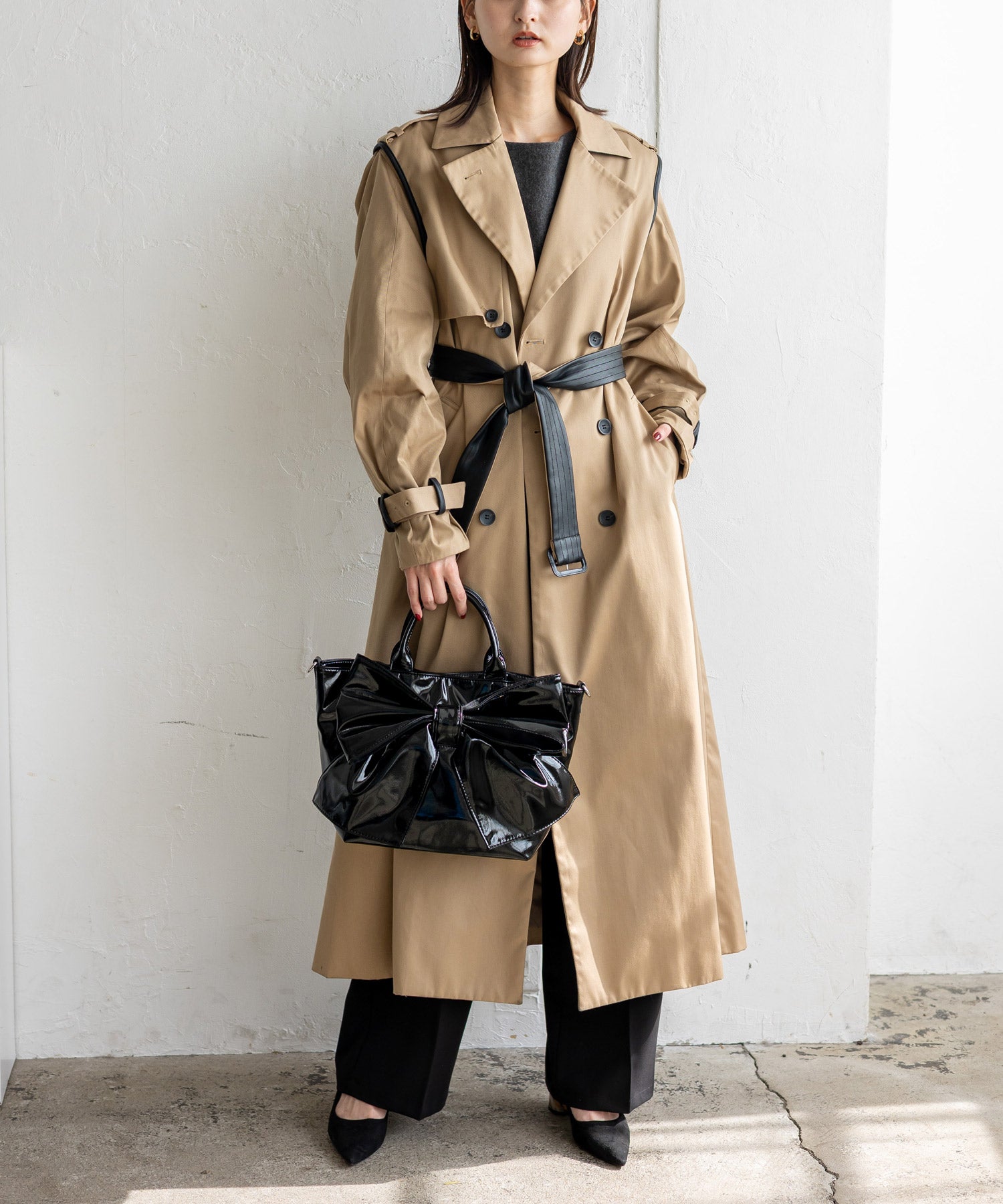 ヴィータフェリーチェ VitaFelice エナメル2wayリボントートバッグ （MOCHA） MOCHA