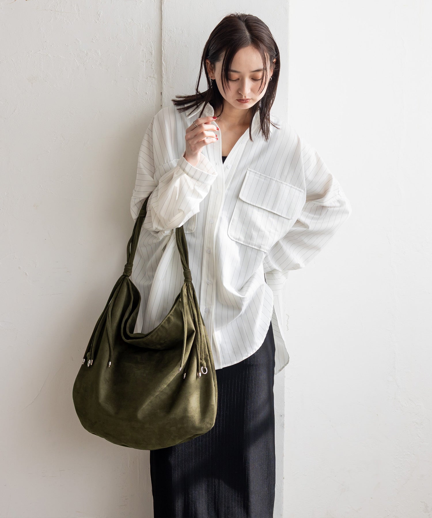 ヴィータフェリーチェ VitaFelice スエードワンハンドルバッグ （KHAKI） KHAKI