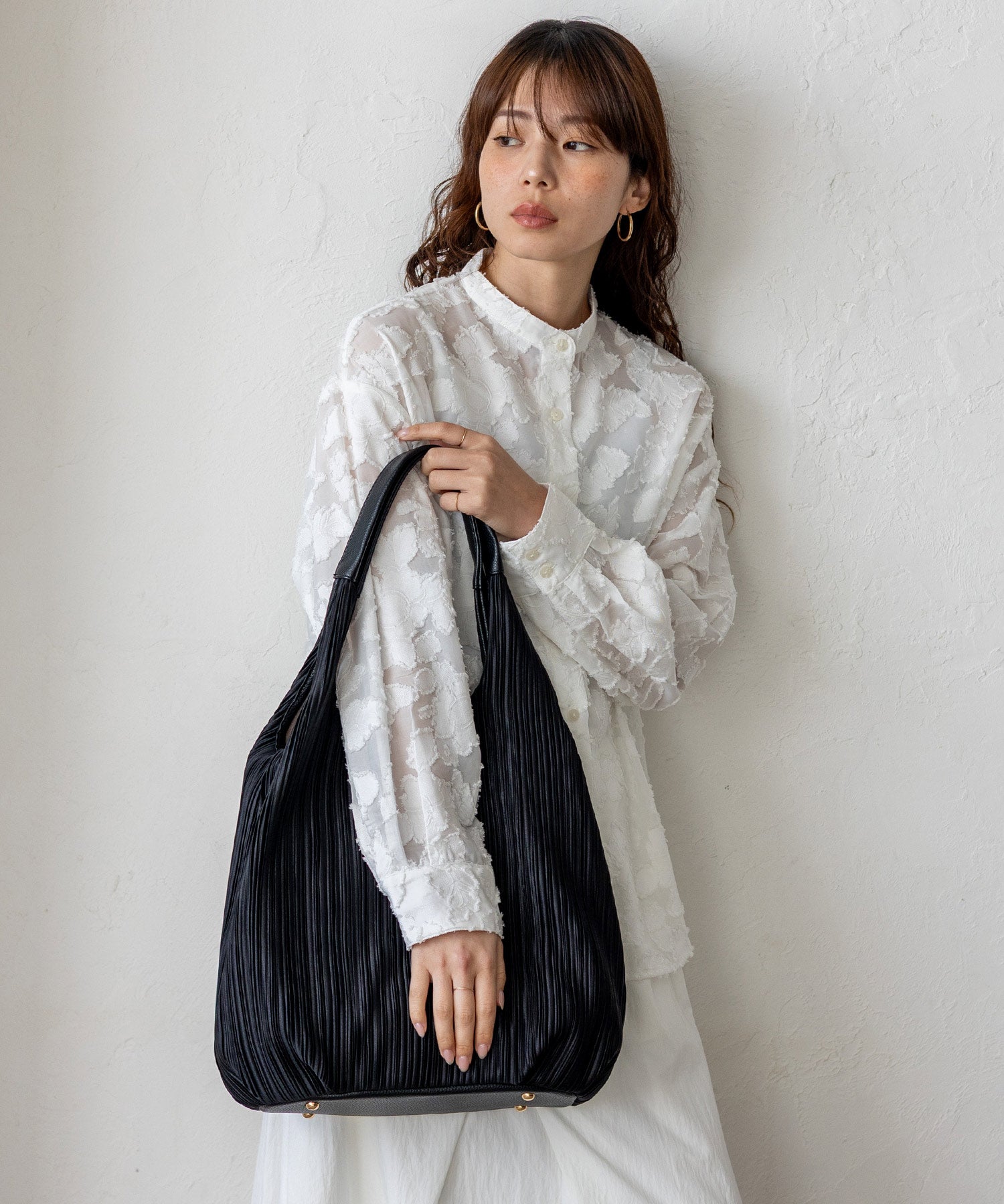 ヴィータフェリーチェ VitaFelice プリーツロングハンドルトートバッグ （GRAY） GRAY