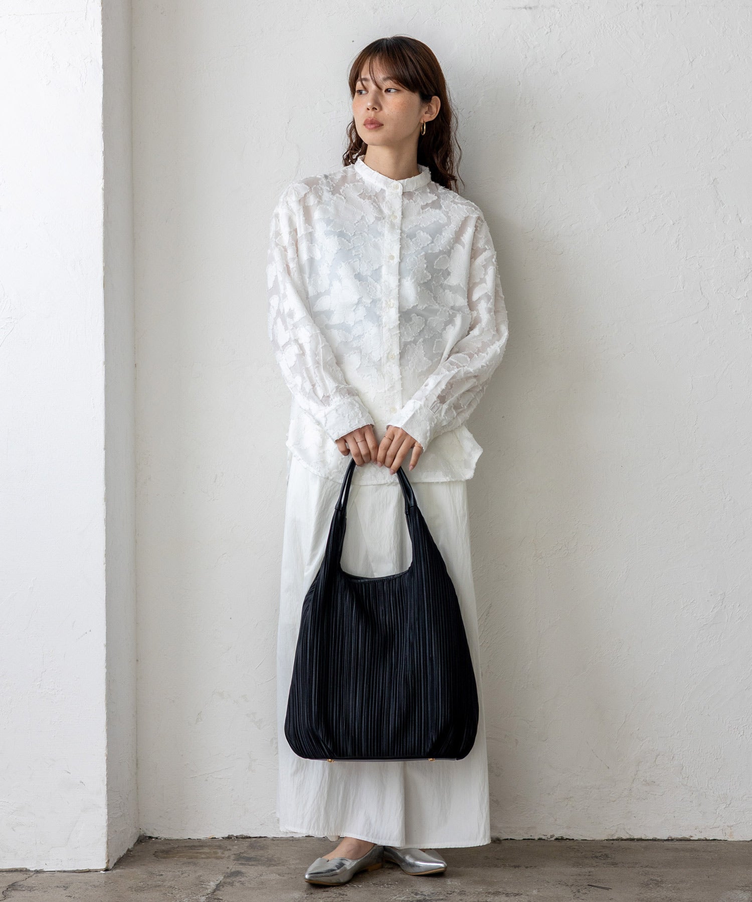 ヴィータフェリーチェ VitaFelice プリーツロングハンドルトートバッグ （GRAY） GRAY