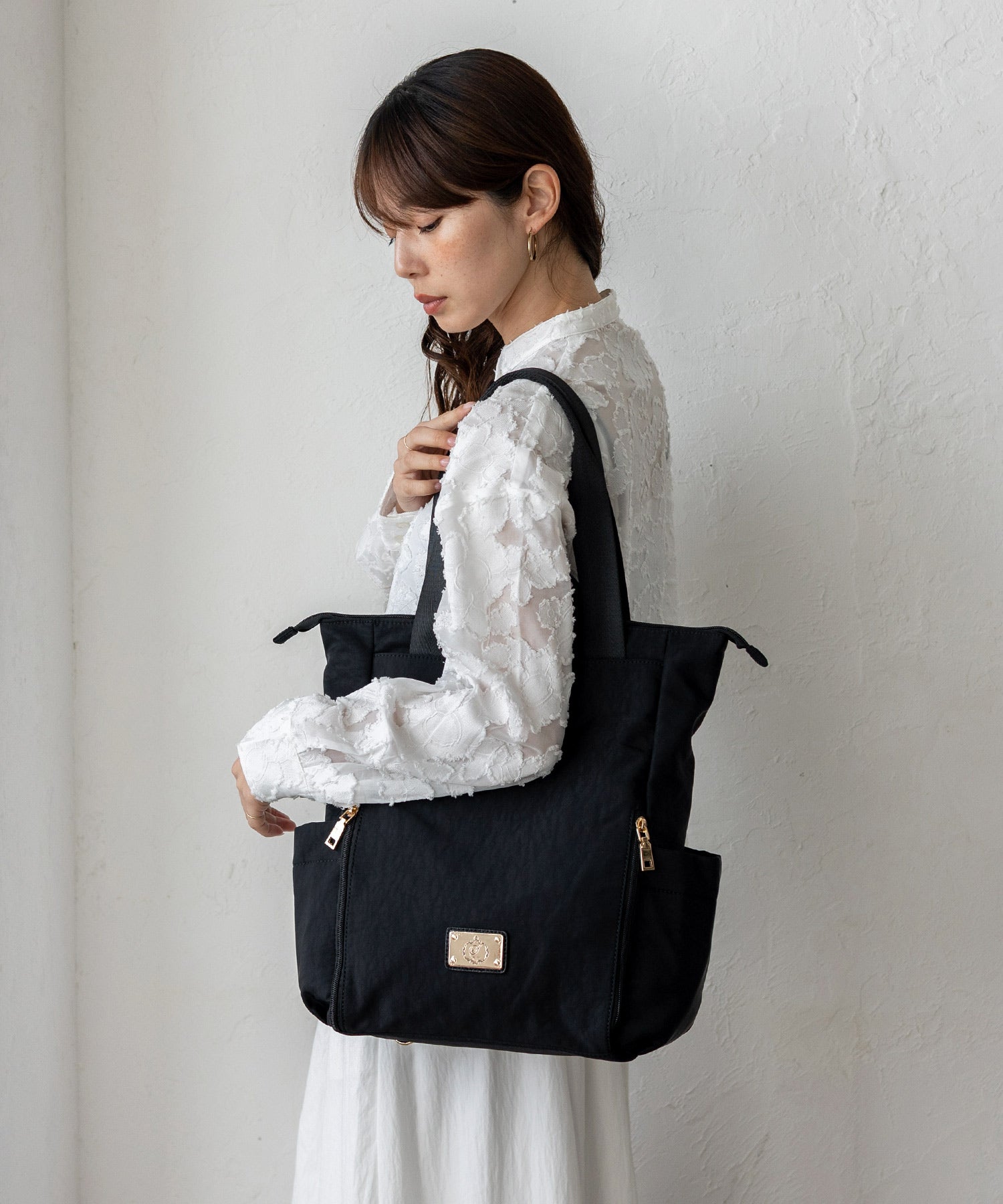 ヴィータフェリーチェ VitaFelice ゴールドプレートナイロン2wayリュック （BLACK） BLACK