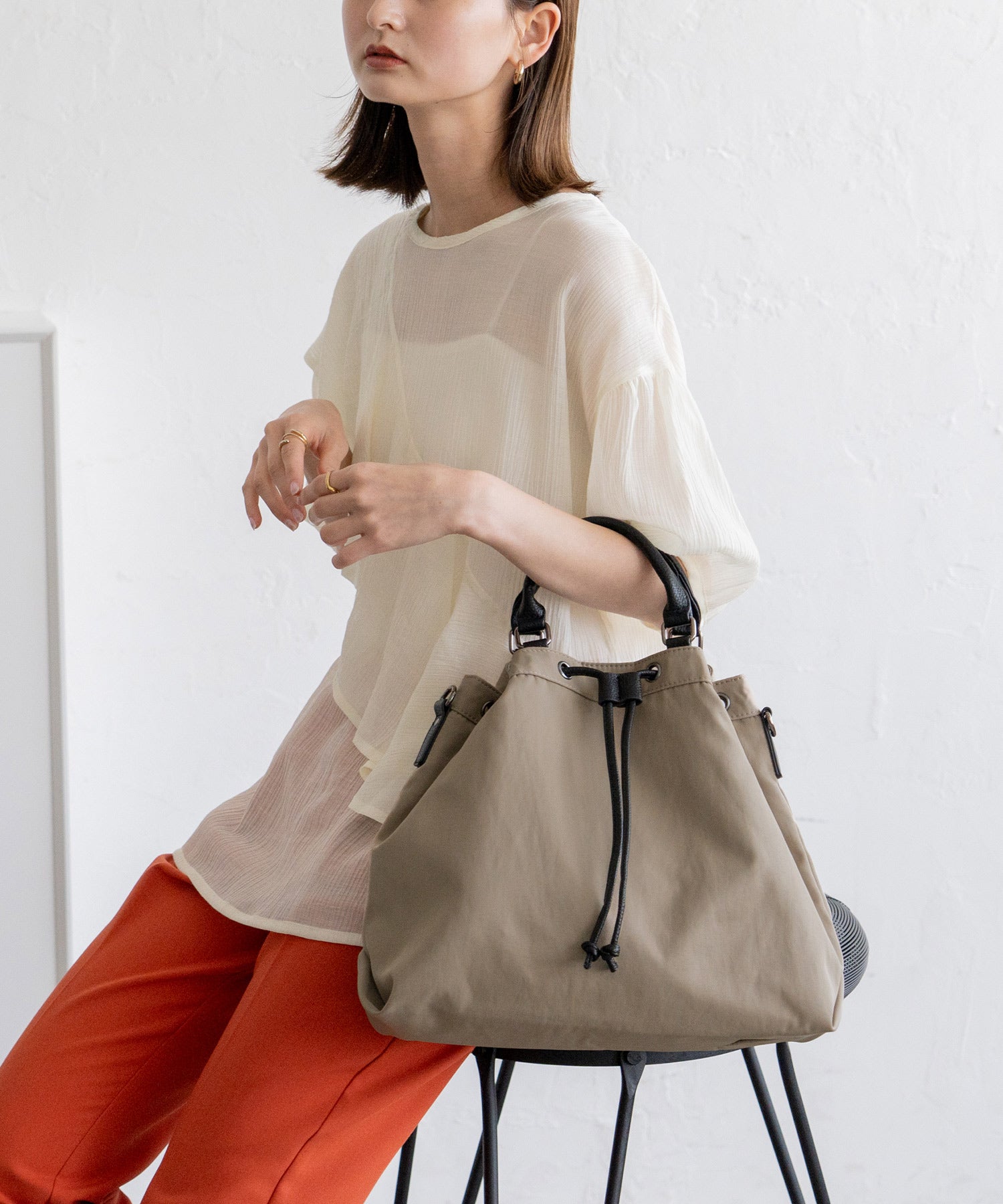 ＼トートランク上位／ヴィータフェリーチェ VitaFelice 巾着2wayトートバッグ ショルダーバッグ （BEIGE） BEIGE