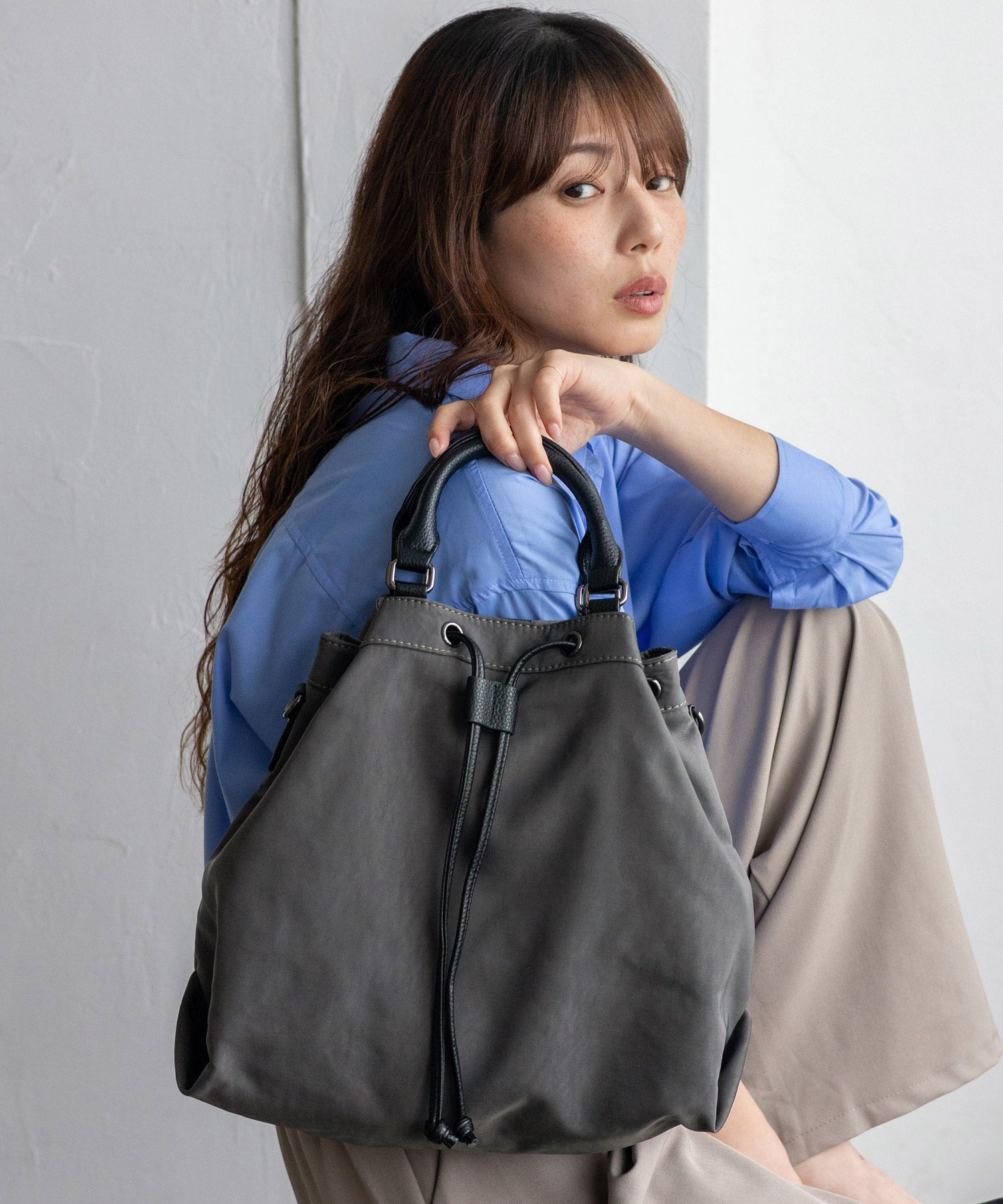 ＼トートランク上位／ヴィータフェリーチェ VitaFelice 巾着2wayナイロントートバッグ （GRAY） GRAY