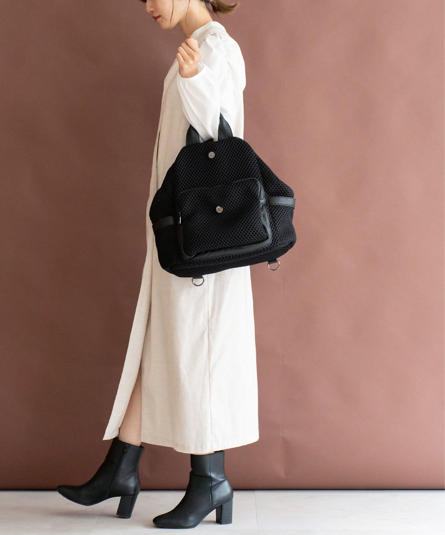 ヴィータフェリーチェ VitaFelice メッシュ3wayミニリュック （BLACK） BLACK