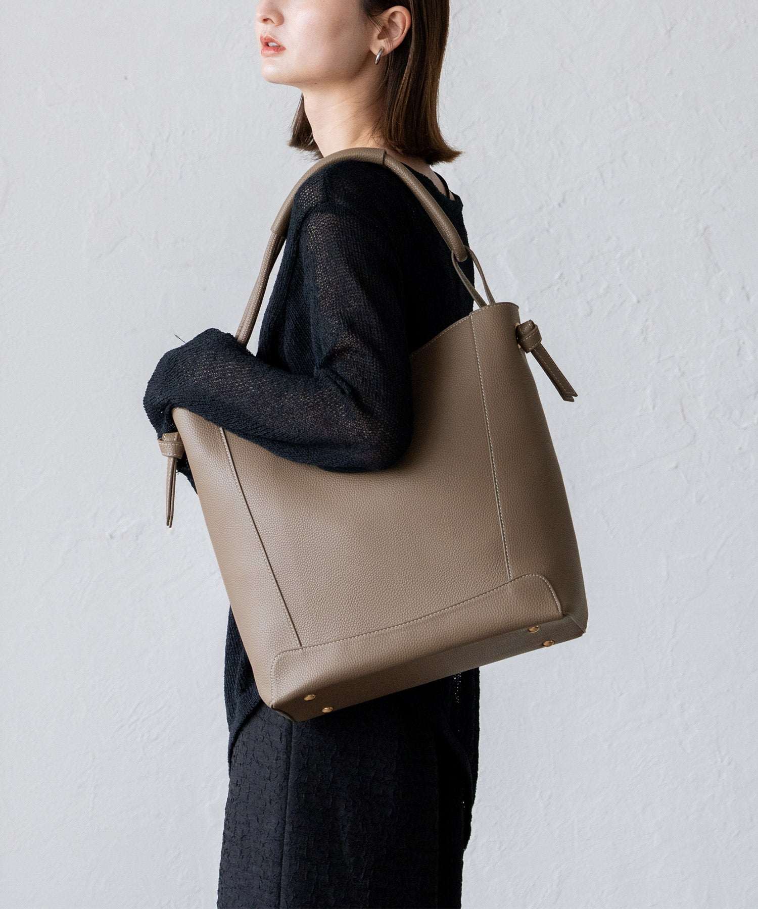 ヴィータフェリーチェ VitaFelice ワンハンドルトートバッグ,GRAYBEIGE