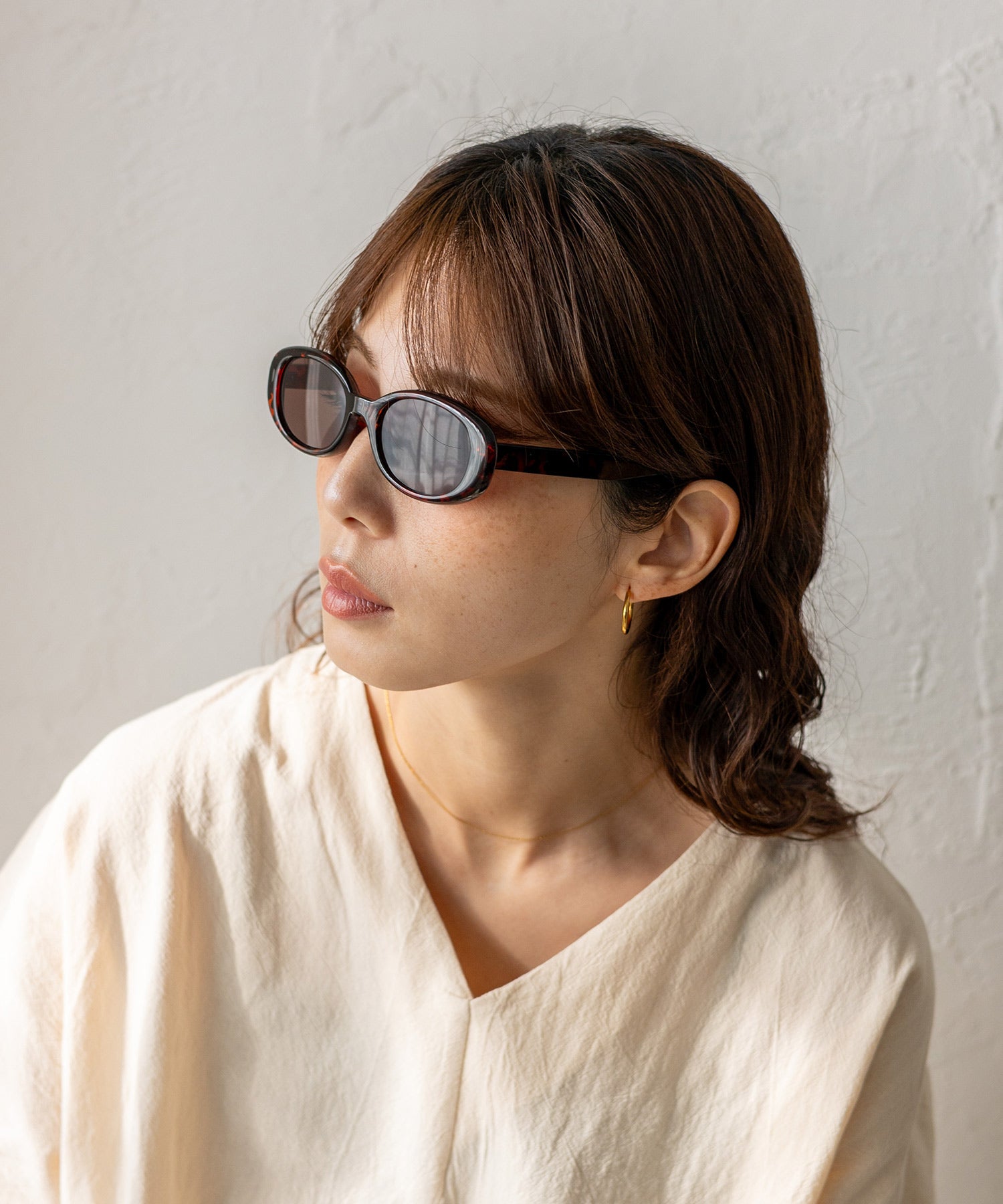 ヴィータフェリーチェ VitaFelice UVカットサングラス 横長 オーバル(楕円形) （F） F