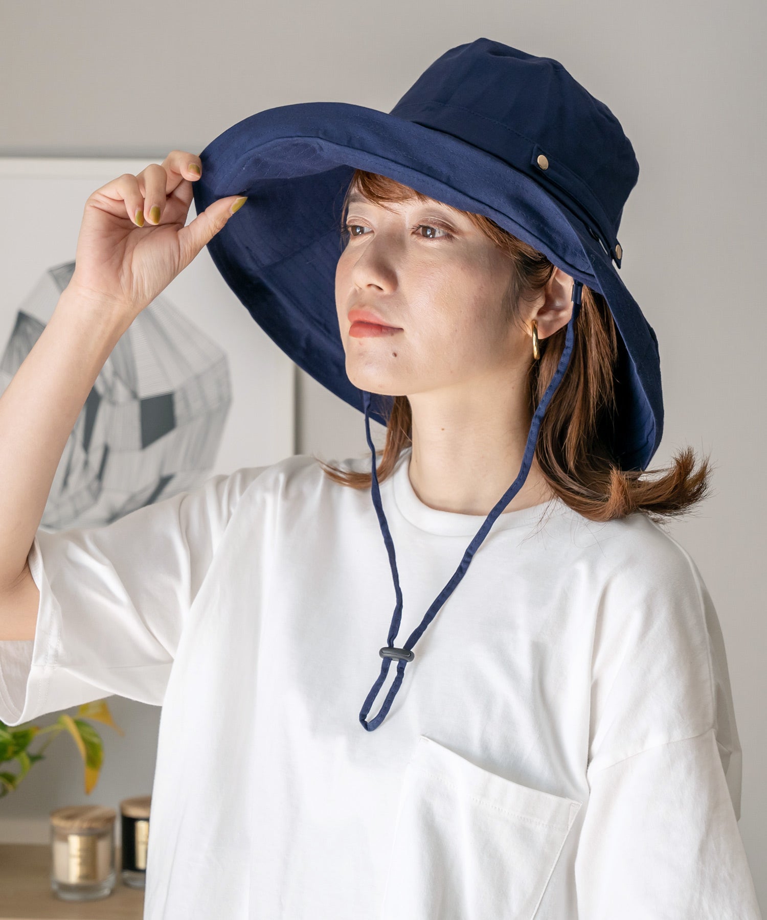 ヴィータフェリーチェ VitaFelice 折りたたみコットンツバ広ハット （NAVY） NAVY