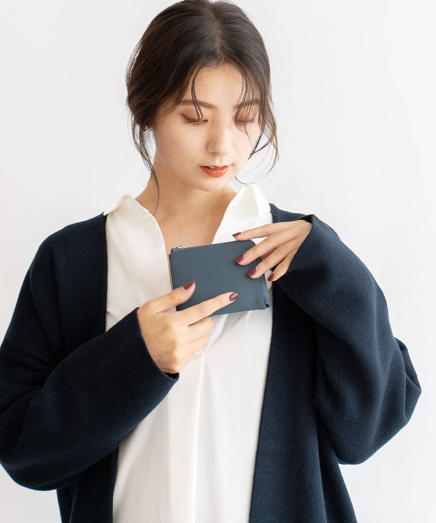 VitaFelice [Anti-skimming] L-shaped zipper slim mini wallet