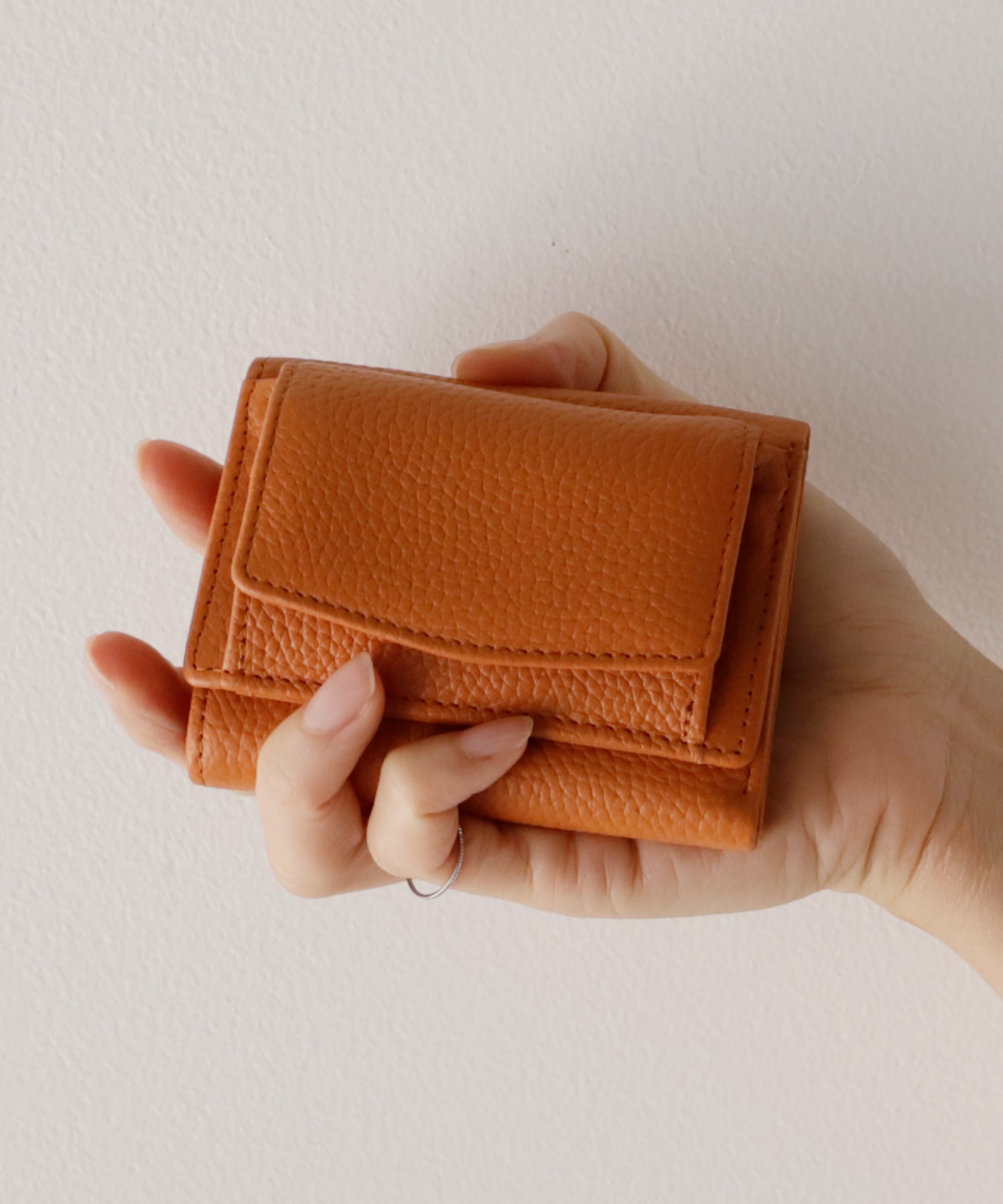 ヴィータフェリーチェ VitaFelice 【スキミング防止】本革スクエアミニウォレット,ORANGE