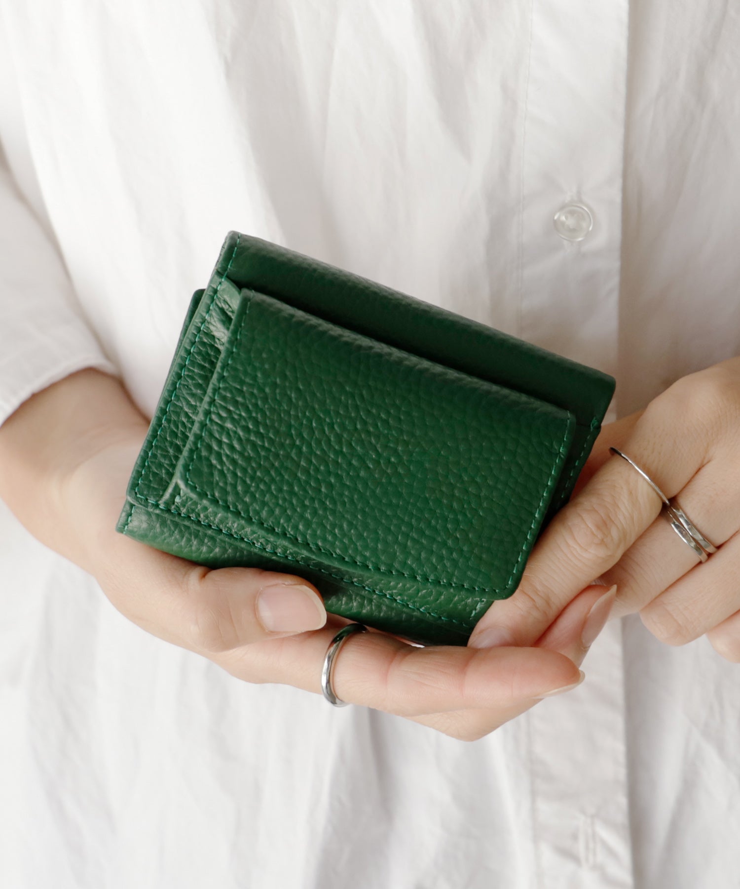 ヴィータフェリーチェ VitaFelice 【スキミング防止】本革スクエアミニウォレット,GREEN