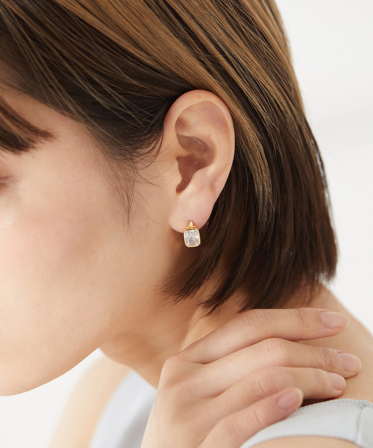 ヴィータフェリーチェ VitaFelice ストーンフープピアス,GOLD