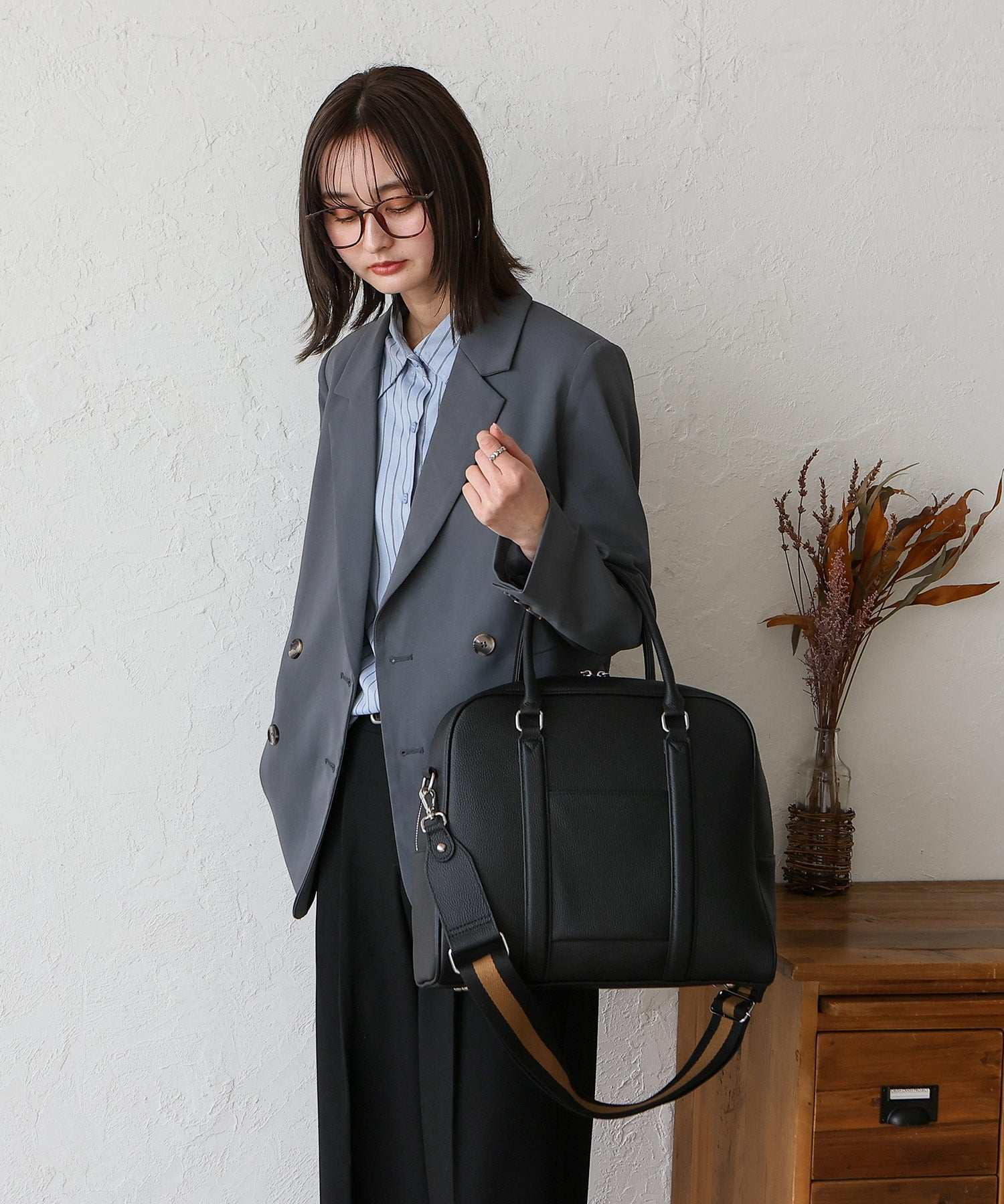 VitaFelice VitaFelice Genuine Leather 2-way Square Boston Bag