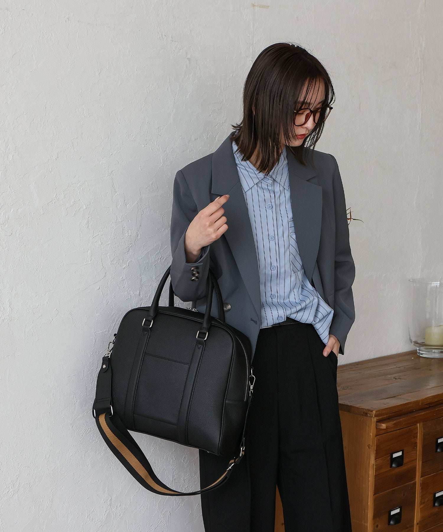 VitaFelice VitaFelice Genuine Leather 2-way Square Boston Bag