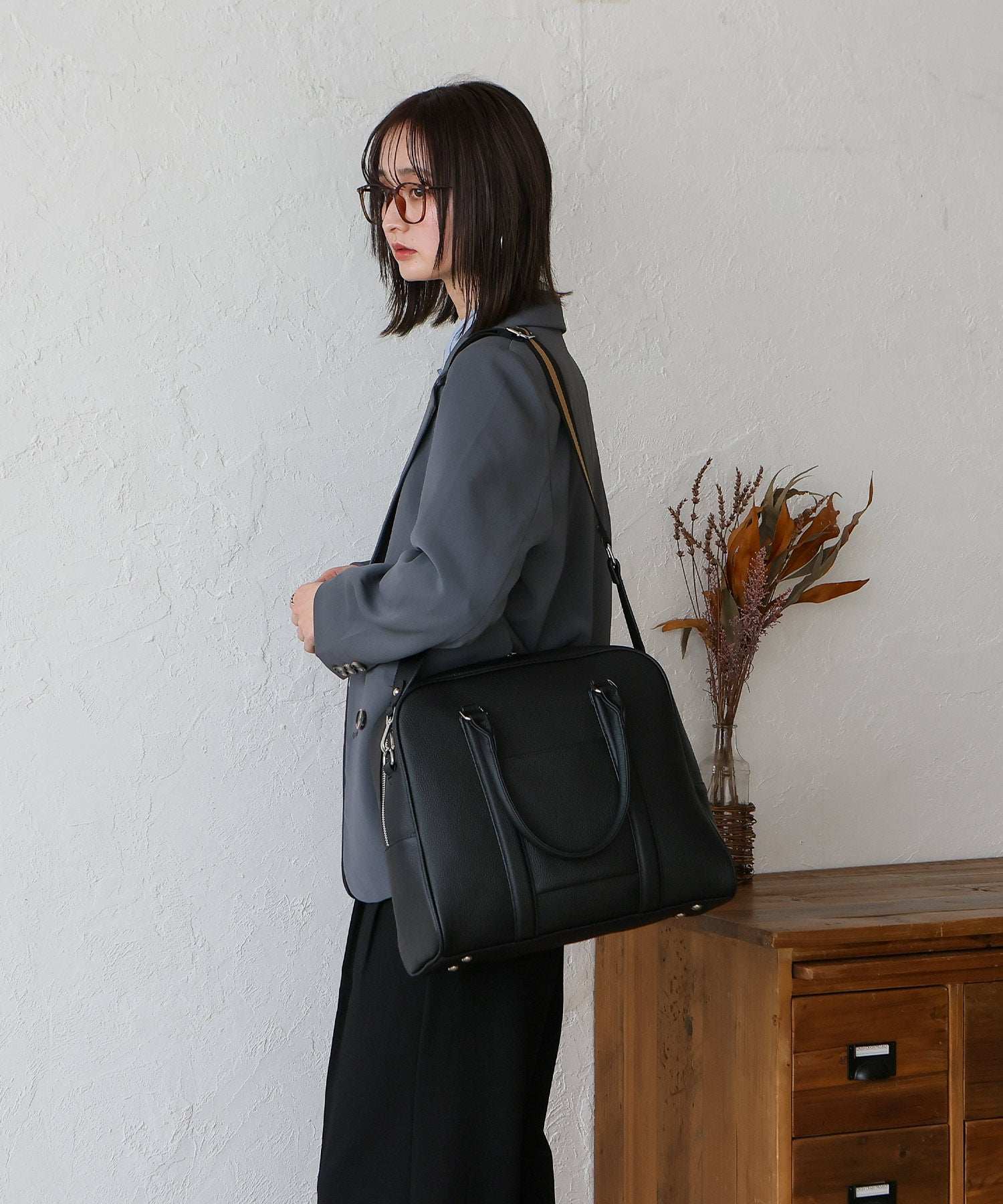 VitaFelice VitaFelice Genuine Leather 2-way Square Boston Bag
