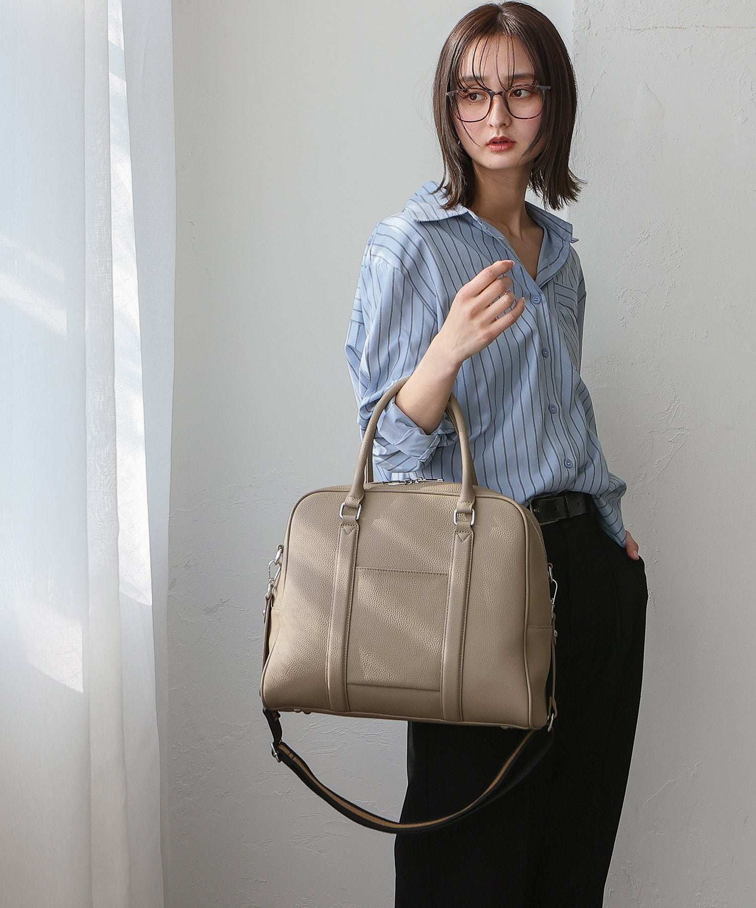 VitaFelice VitaFelice Genuine Leather 2-way Square Boston Bag