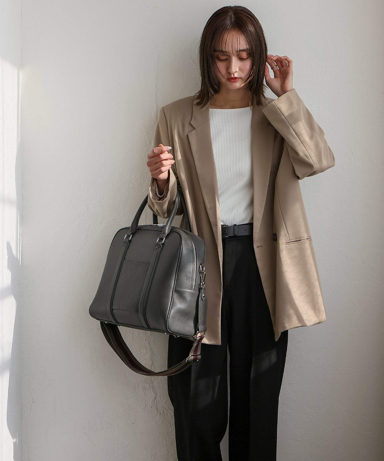 VitaFelice VitaFelice Genuine Leather 2-way Square Boston Bag