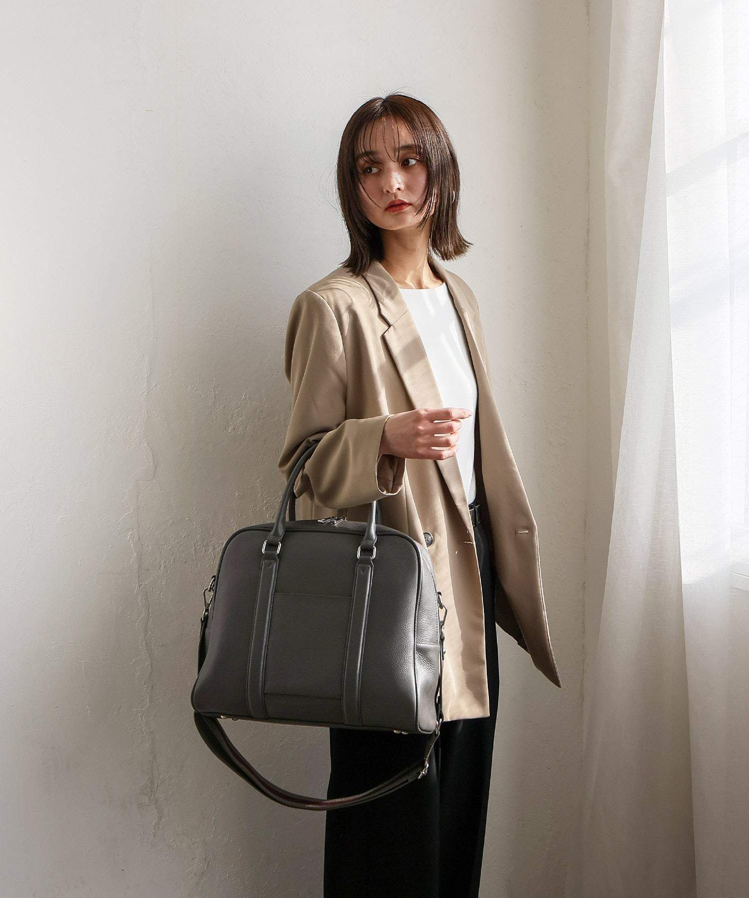 VitaFelice VitaFelice Genuine Leather 2-way Square Boston Bag