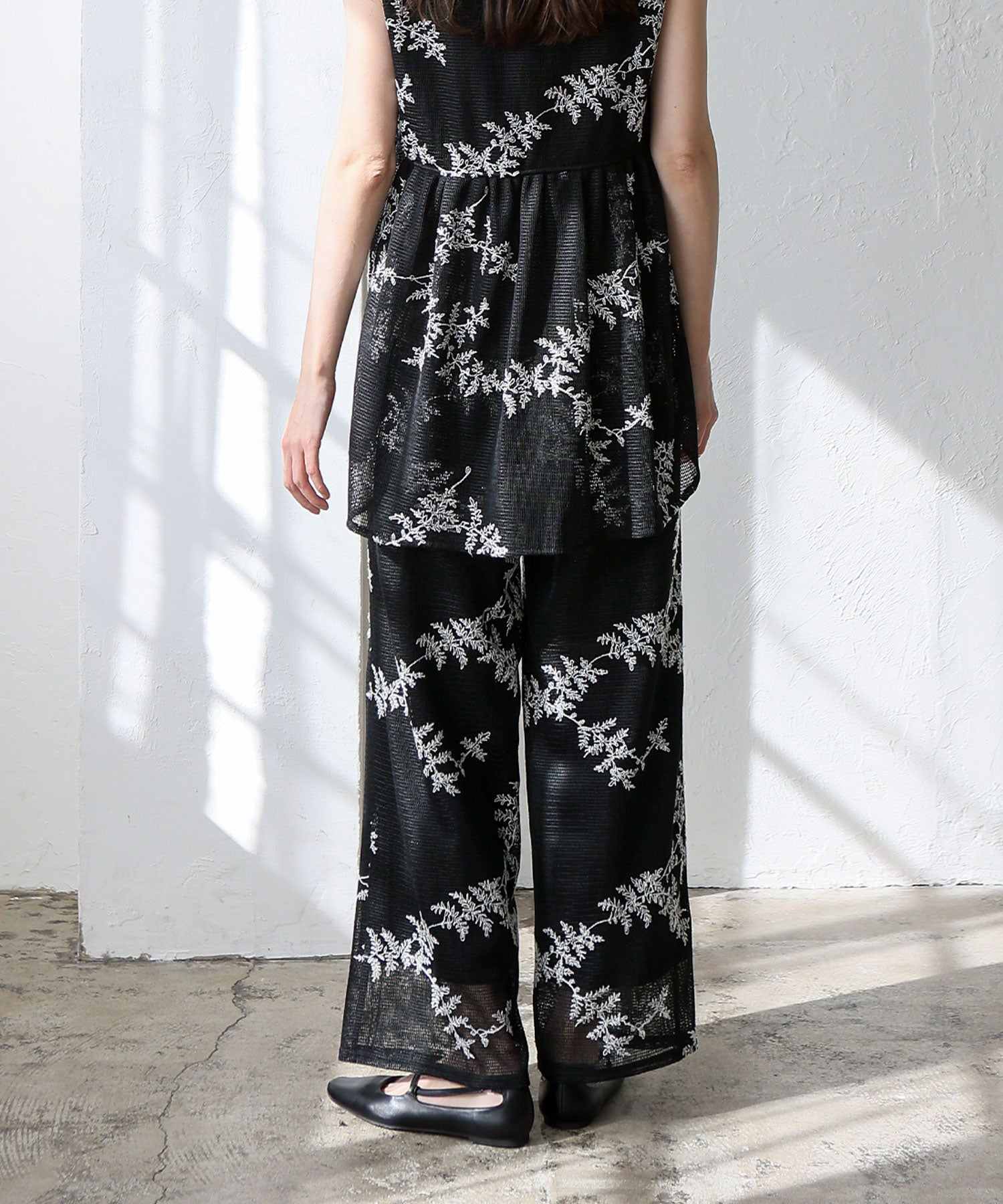 ヴィータフェリーチェ VitaFelice 花柄刺繍シアーパンツ （BLACK） BLACK