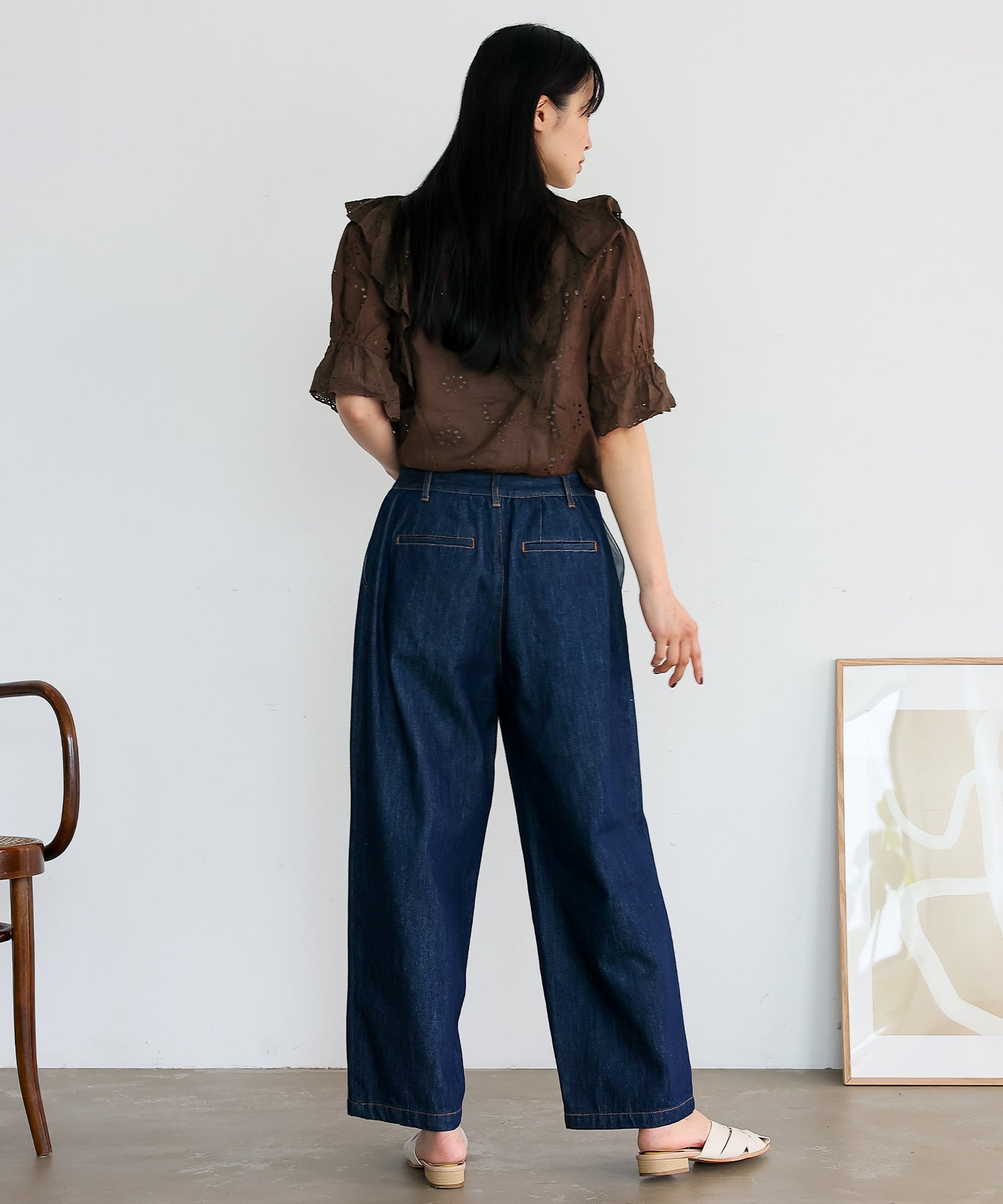 ヴィータフェリーチェ VitaFelice パンチング刺繍レース（スカラップ）レースフリルブラウス （IVORY） IVORY