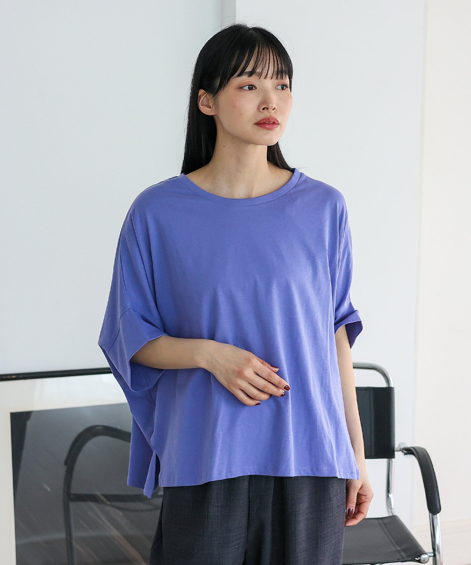 ヴィータフェリーチェ VitaFelice ドルマンワイドカットソー （BLUEPURPLE） BLUEPURPLE