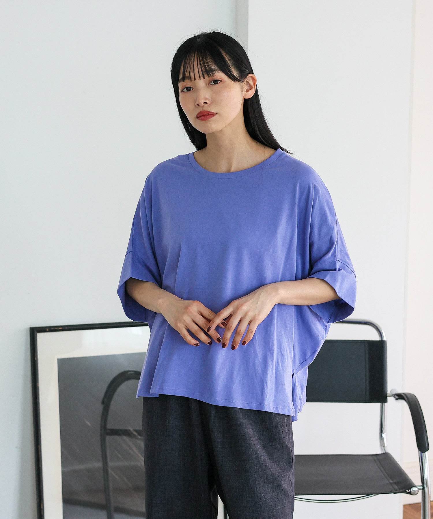 ヴィータフェリーチェ VitaFelice ドルマンワイドカットソー （BLUEPURPLE） BLUEPURPLE