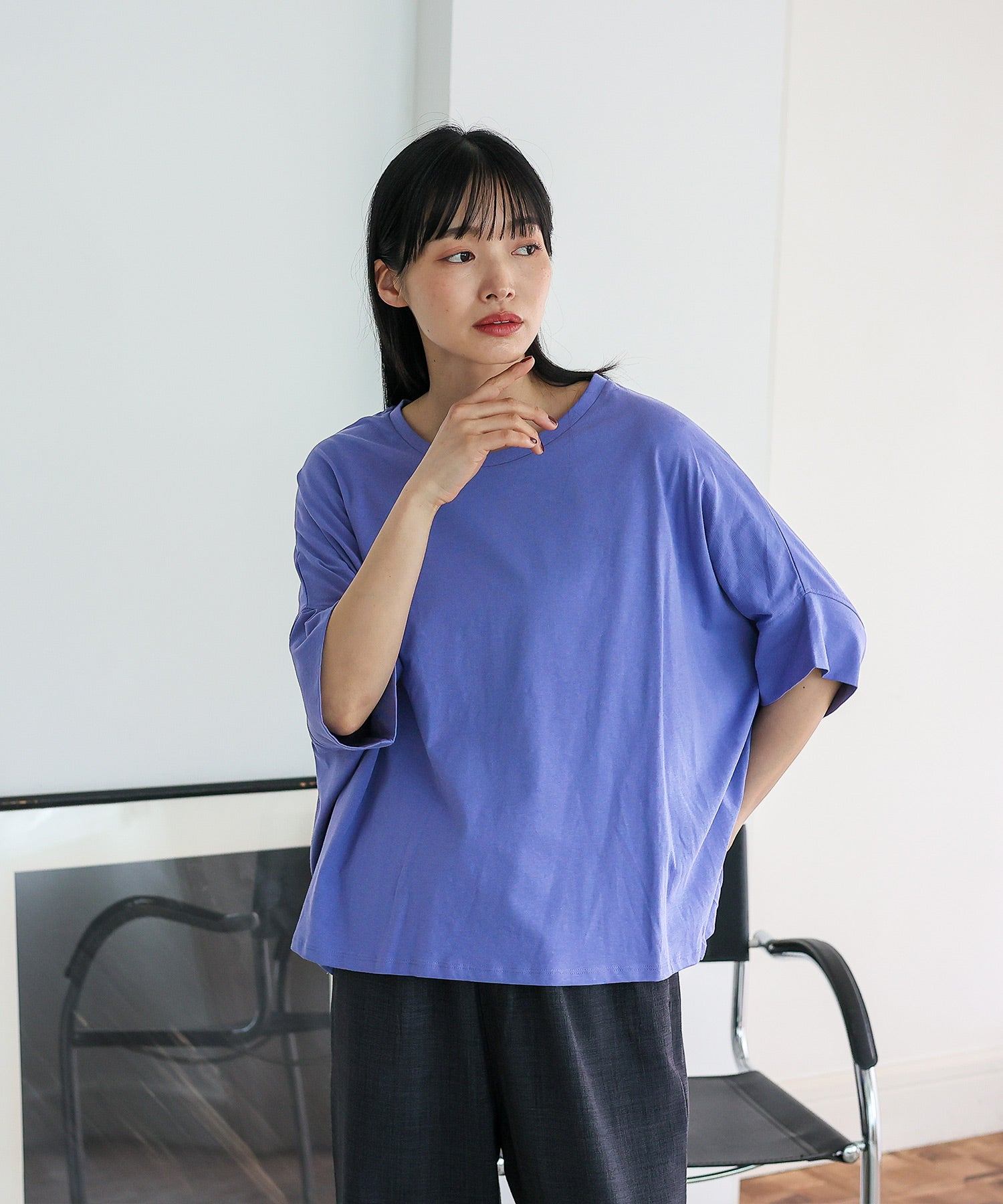 ヴィータフェリーチェ VitaFelice ドルマンワイドカットソー （BLUEPURPLE） BLUEPURPLE
