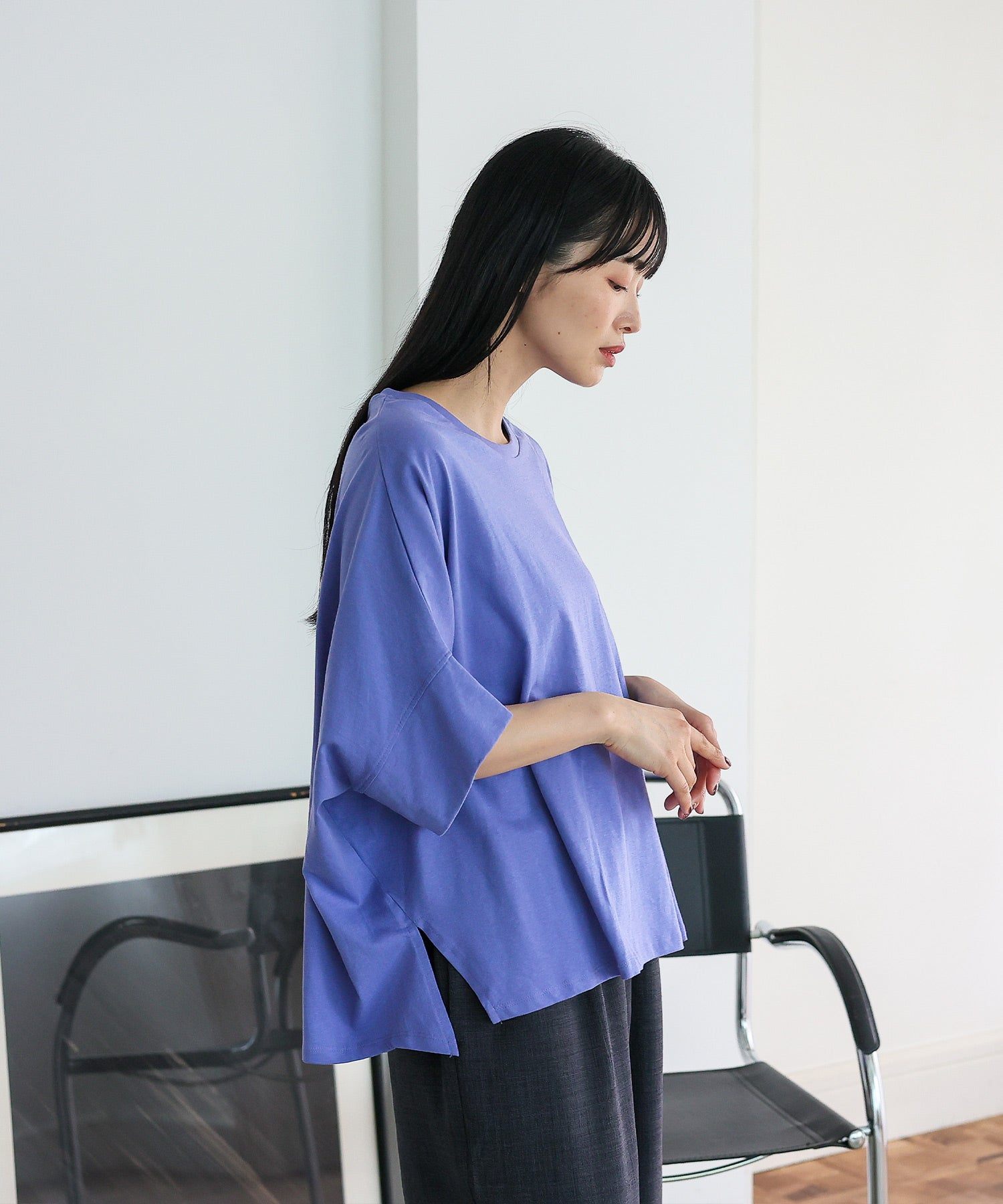 ヴィータフェリーチェ VitaFelice ドルマンワイドカットソー （BLUEPURPLE） BLUEPURPLE