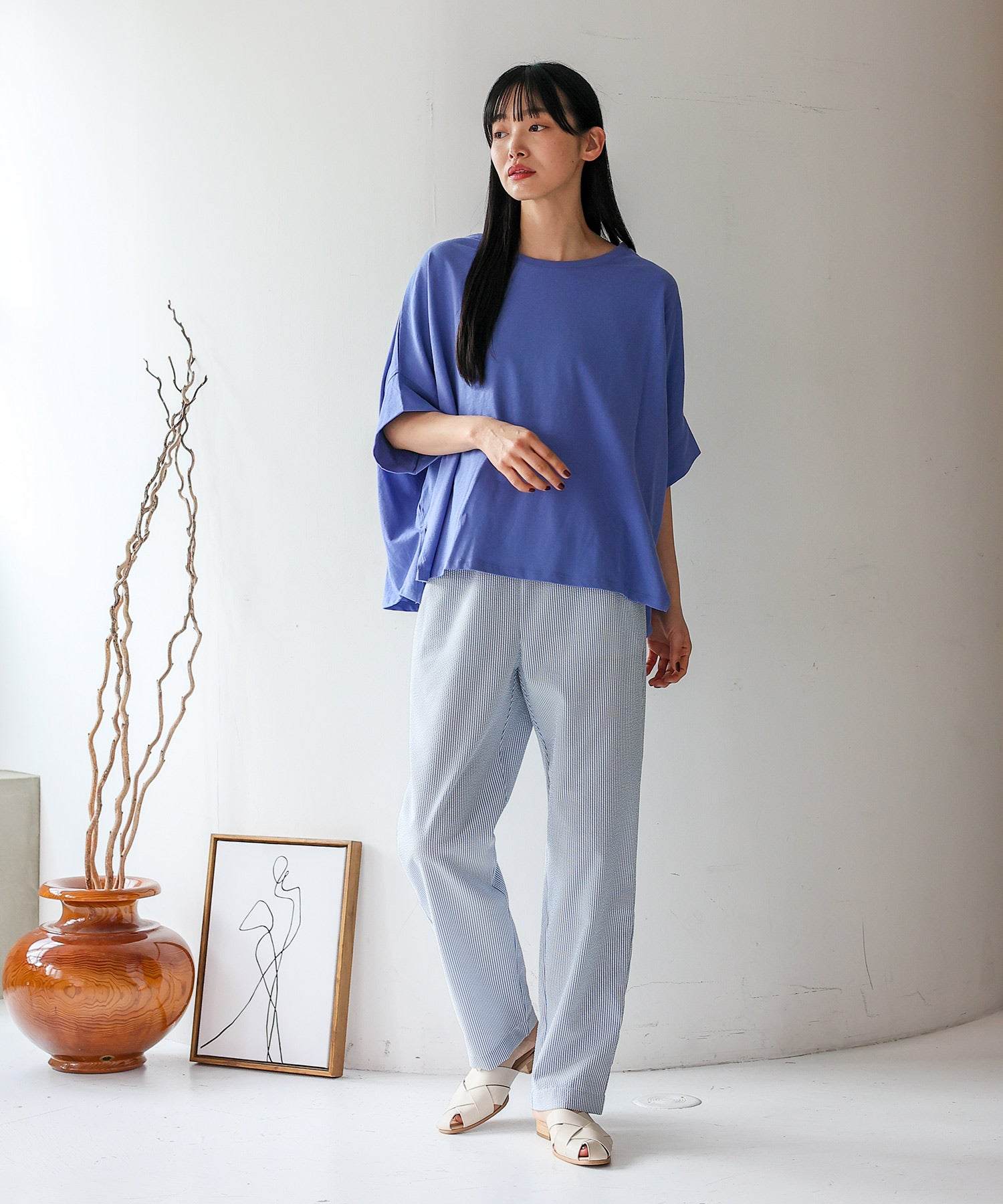 ヴィータフェリーチェ VitaFelice ドルマンワイドカットソー （BLUEPURPLE） BLUEPURPLE