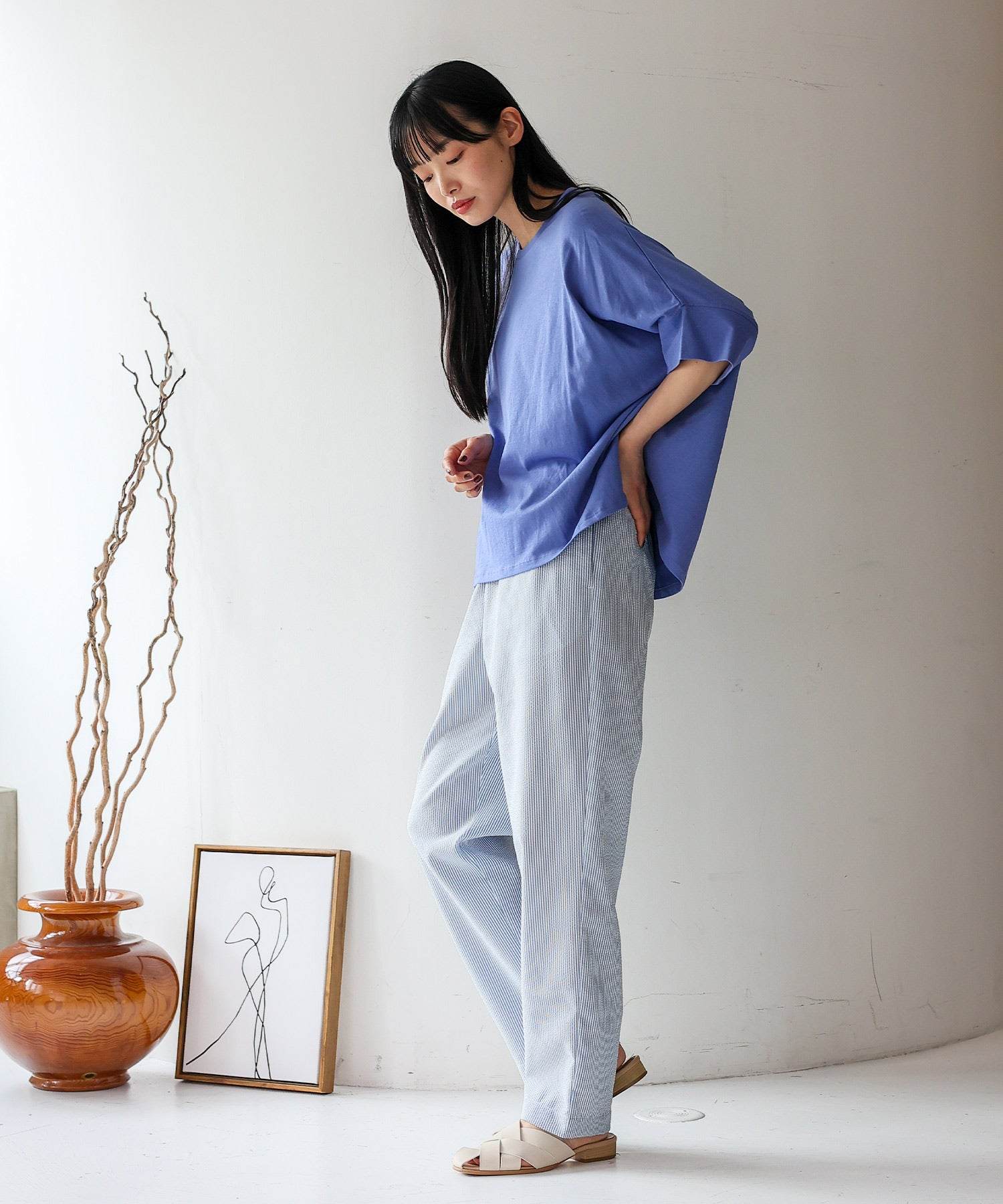 ヴィータフェリーチェ VitaFelice ドルマンワイドカットソー （BLUEPURPLE） BLUEPURPLE