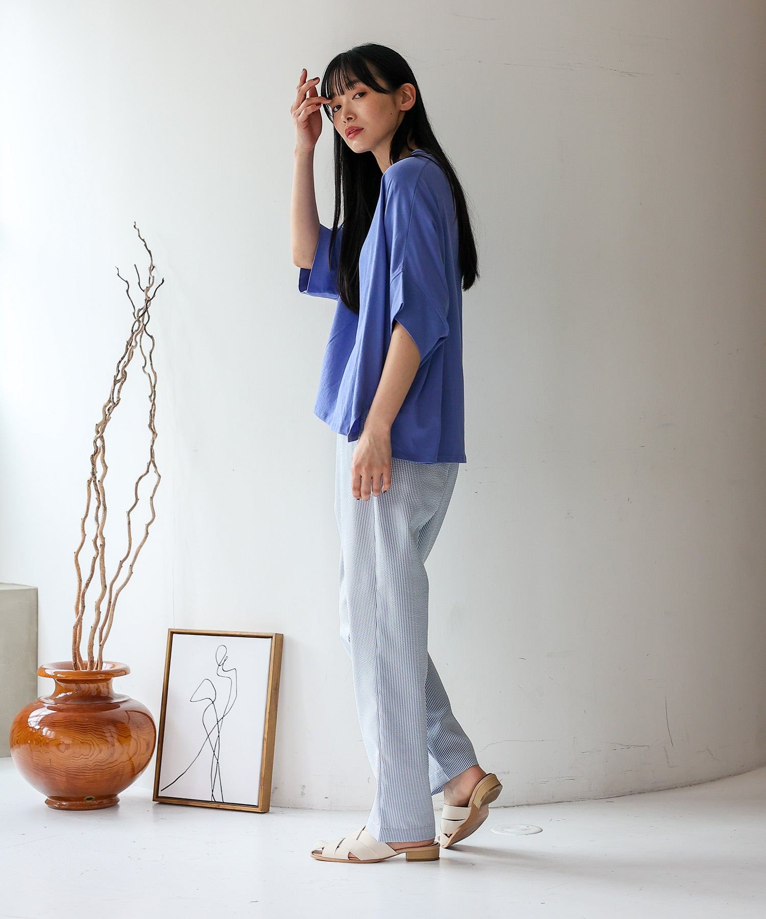 ヴィータフェリーチェ VitaFelice ドルマンワイドカットソー （BLUEPURPLE） BLUEPURPLE