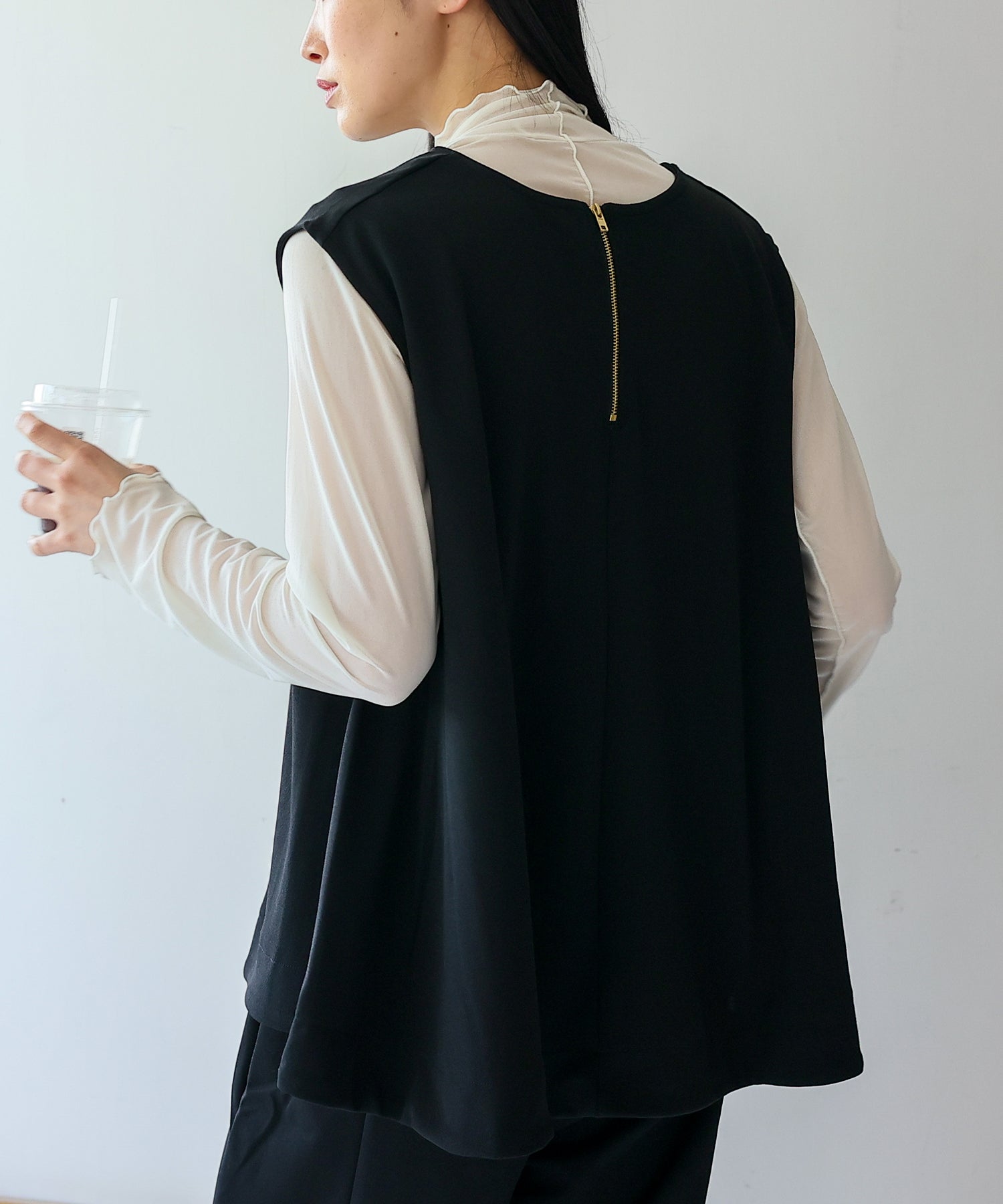 ヴィータフェリーチェ VitaFelice リラックスフィット センタープレスストレートパンツ （BLACK） BLACK