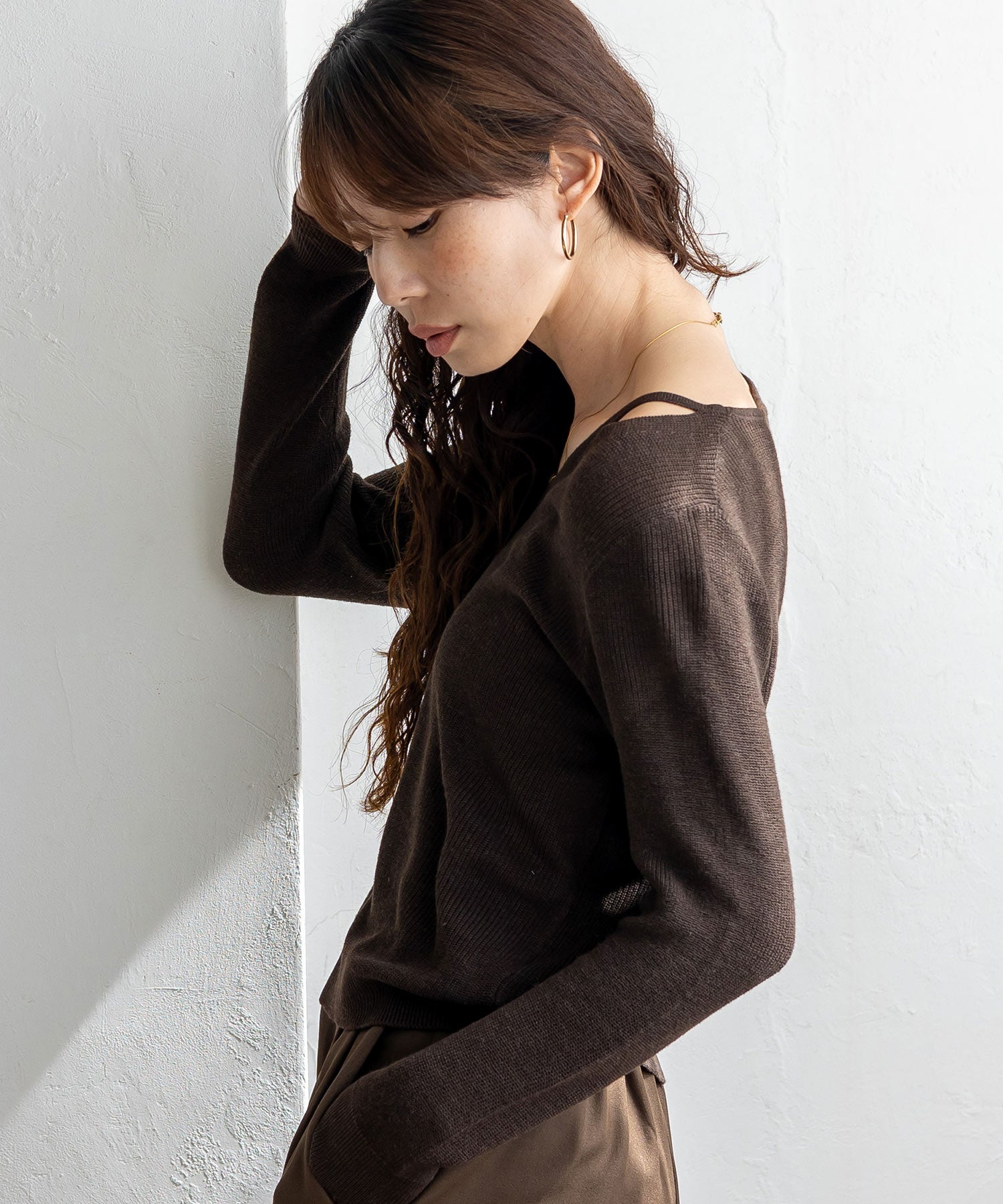 ヴィータフェリーチェ VitaFelice キャミレイヤード風ニットトップス （BLACK） BLACK