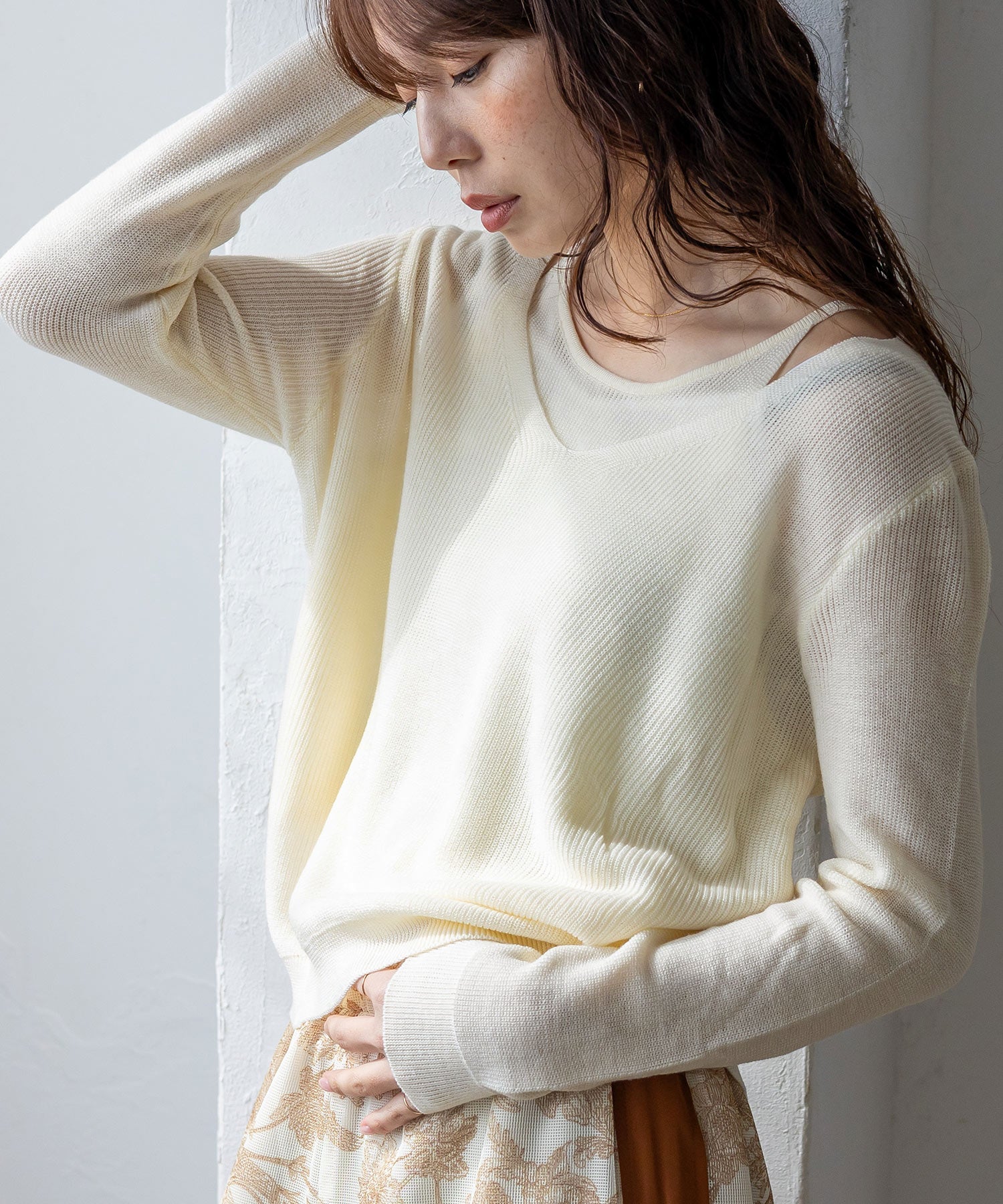 ヴィータフェリーチェ VitaFelice キャミレイヤード風ニットトップス （IVORY） IVORY