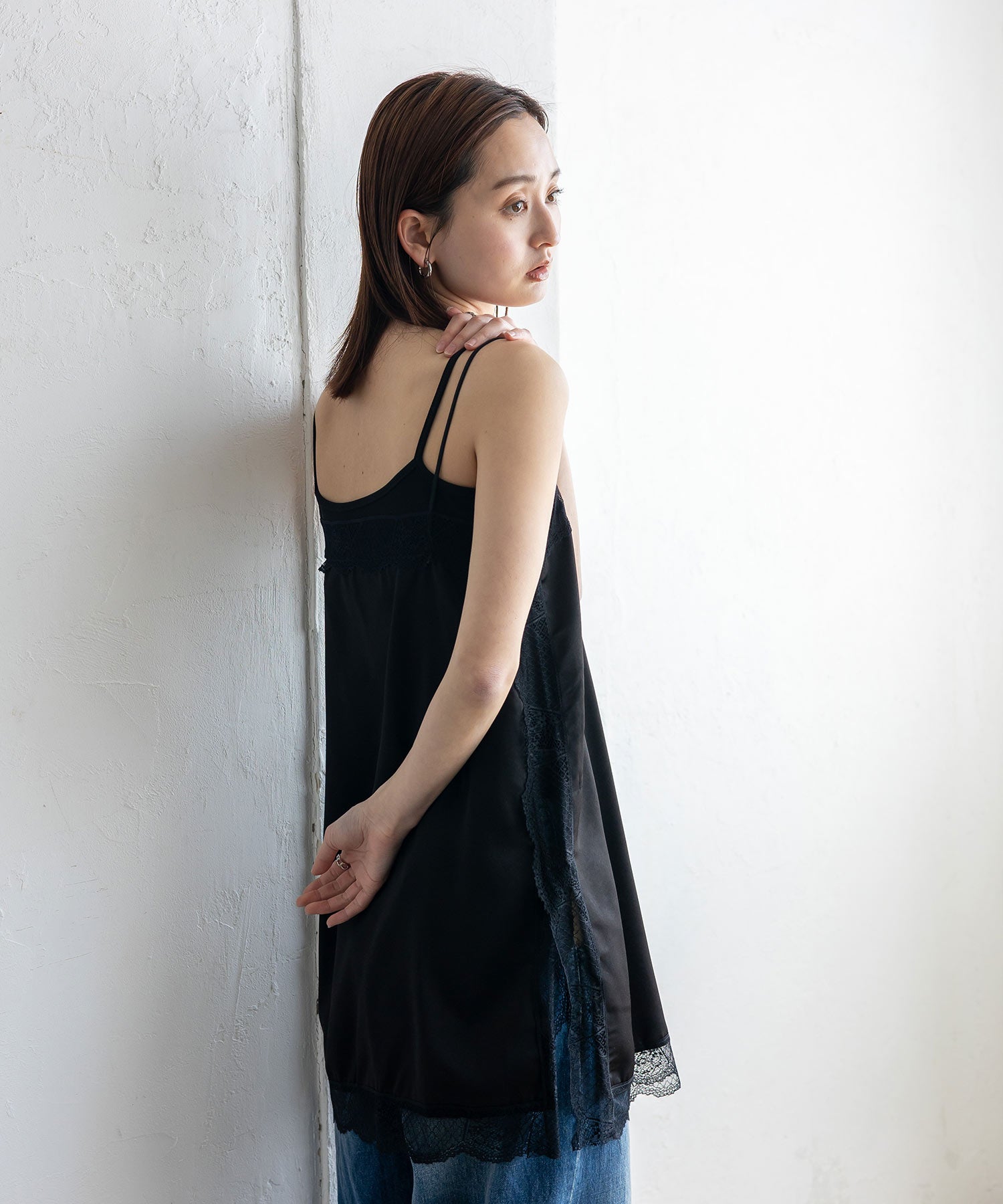 ヴィータフェリーチェ VitaFelice サテンレースキャミソール （BLACK） BLACK