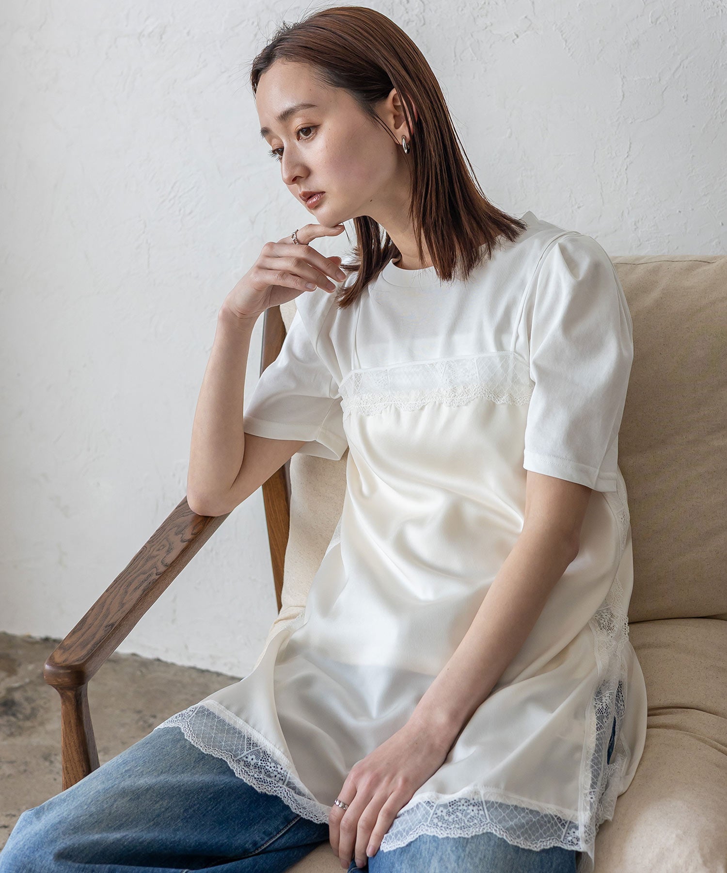 ヴィータフェリーチェ VitaFelice サテンレースキャミソール （IVORY） IVORY