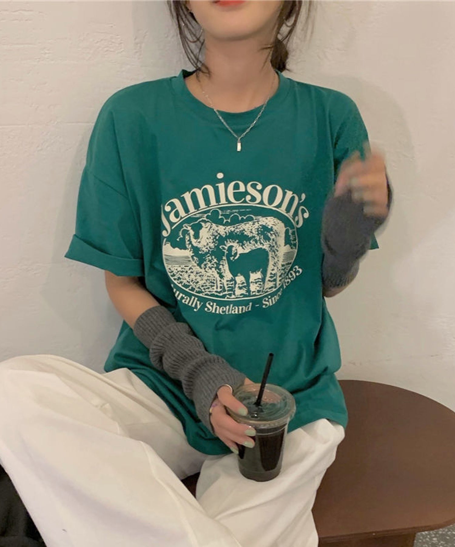 ヴィータフェリーチェ VitaFelice ルーズスタイル  ロゴTシャツ （WHITE） WHITE