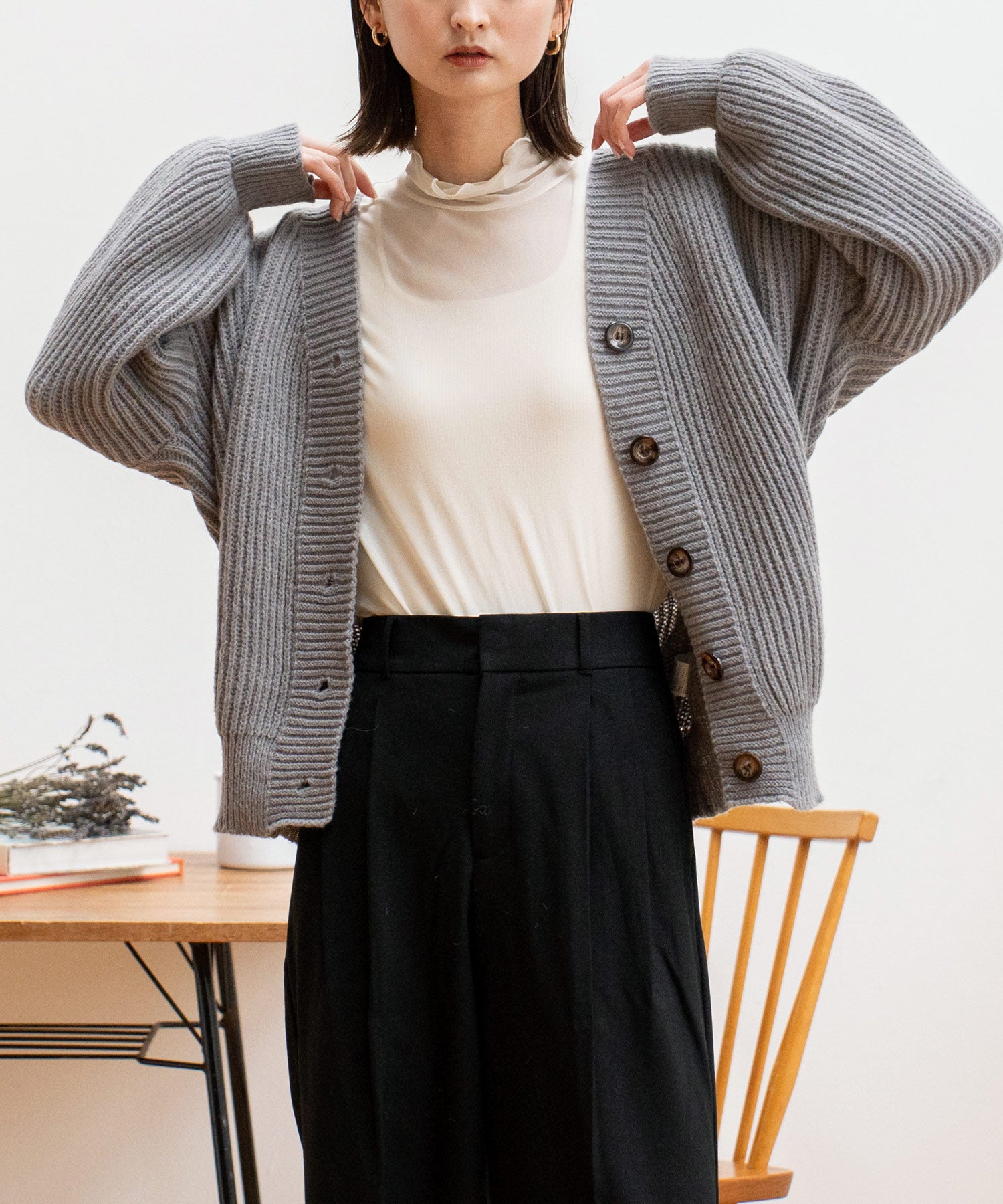 ヴィータフェリーチェ VitaFelice ゆったり ロング ニット カーディガン【長袖】 （GRAY） GRAY