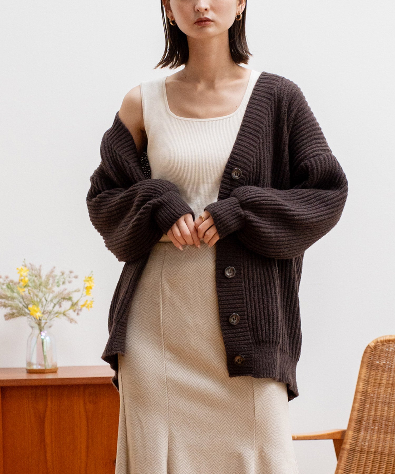 ヴィータフェリーチェ VitaFelice ゆったり ロング ニット カーディガン【長袖】 （BROWN） BROWN