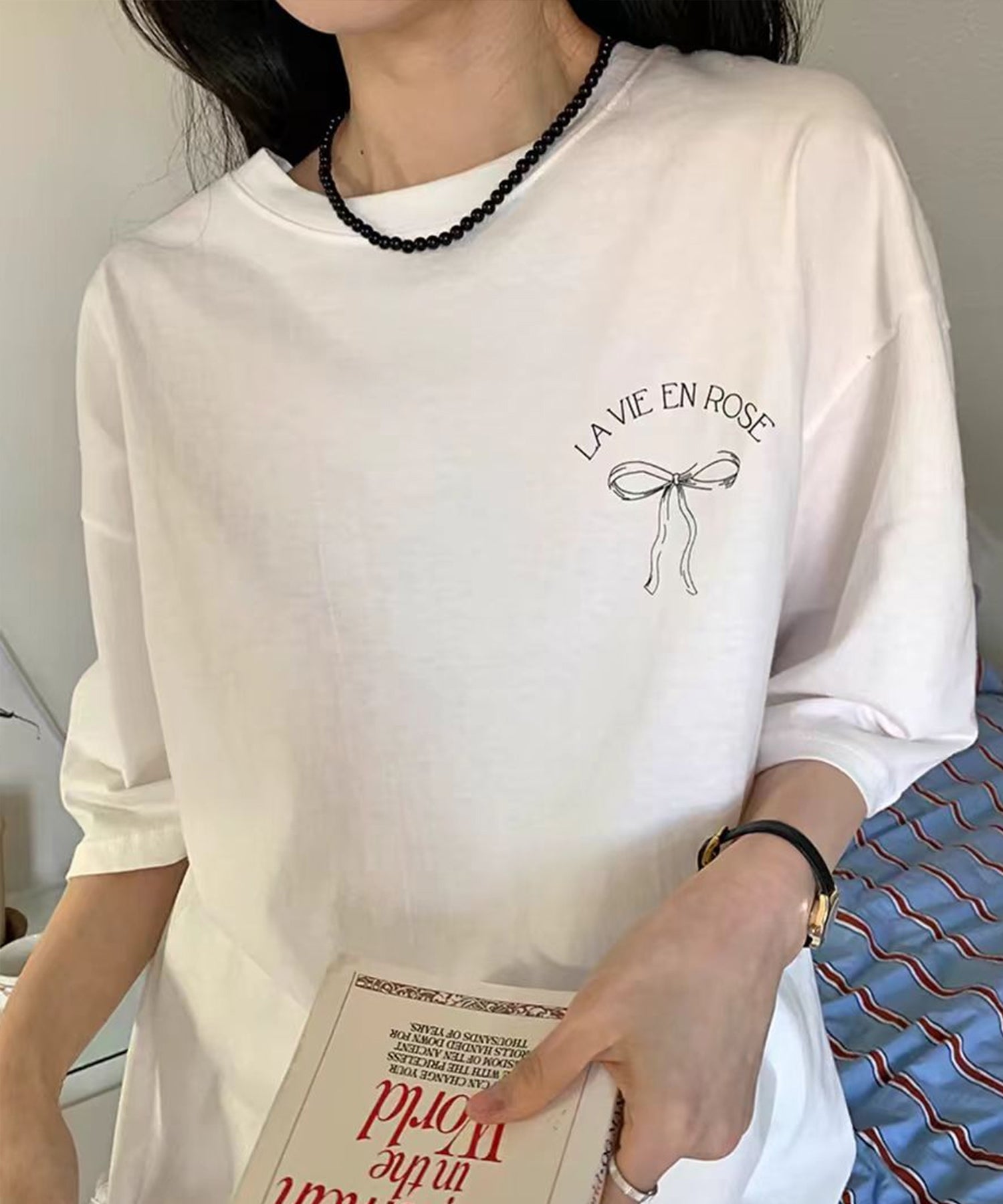 ヴィータフェリーチェ VitaFelice リボンデザイン 半袖Tシャツ （WHITE） WHITE