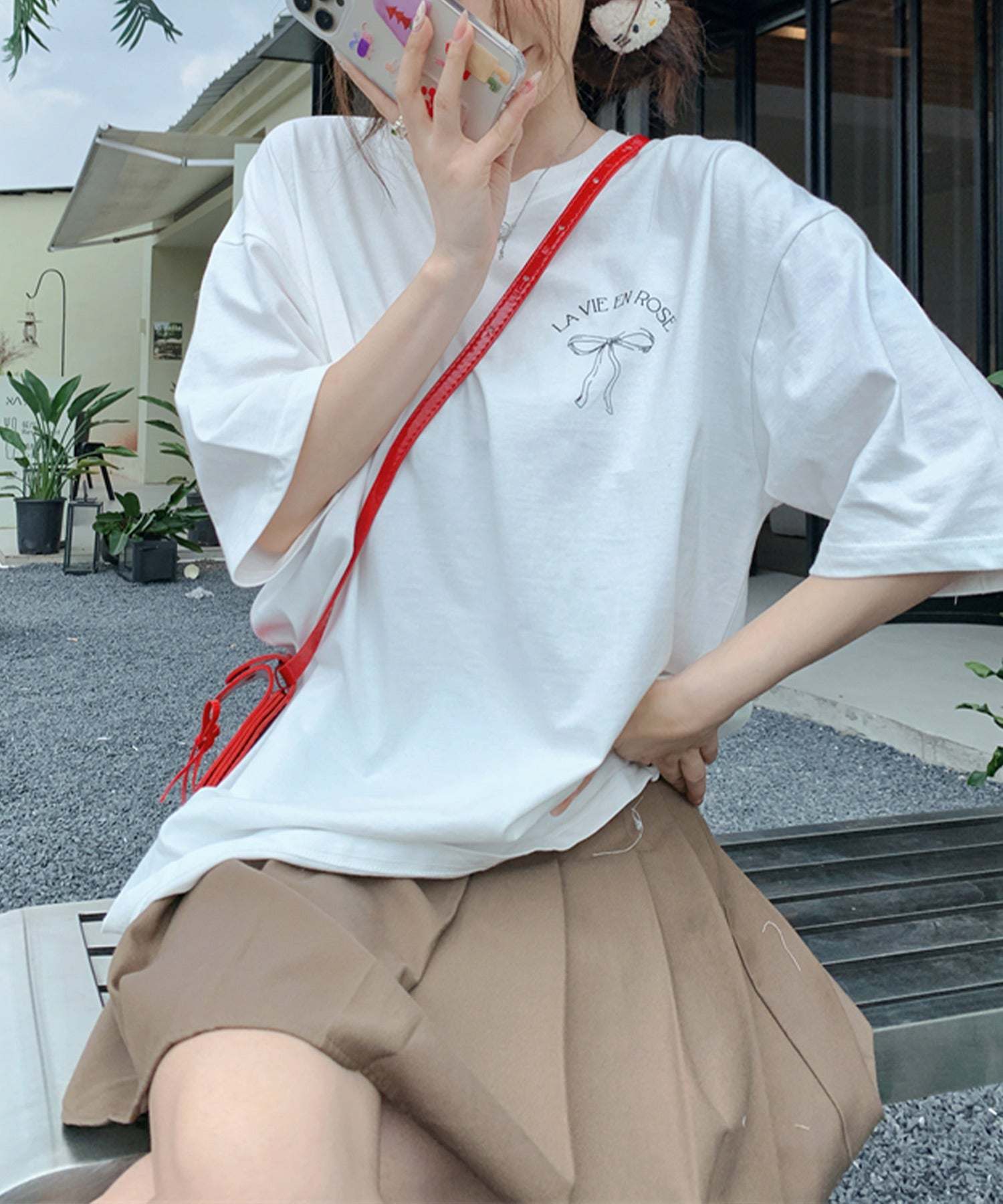 ヴィータフェリーチェ VitaFelice リボンデザイン 半袖Tシャツ （WHITE） WHITE