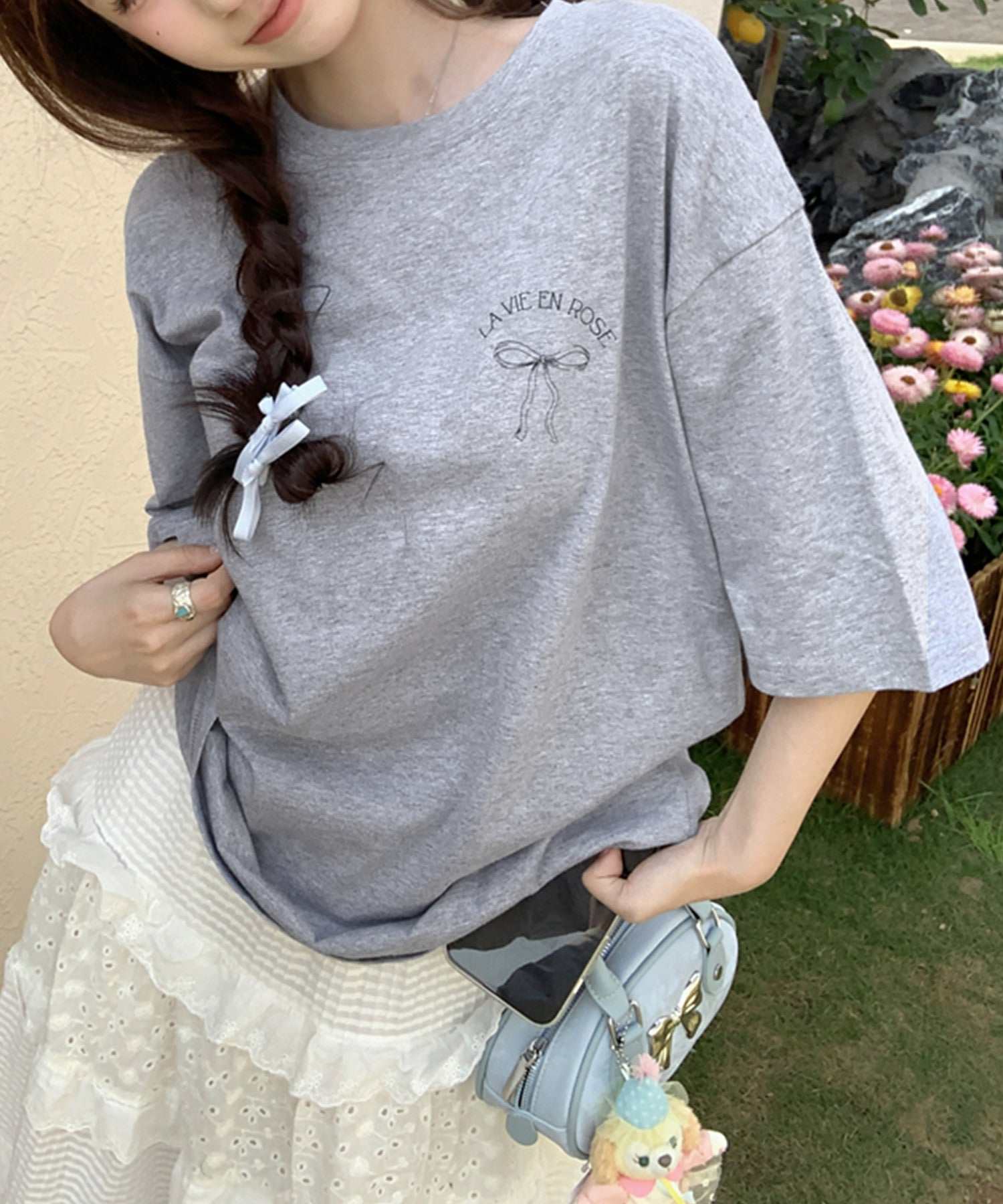 ヴィータフェリーチェ VitaFelice リボンデザイン 半袖Tシャツ （WHITE） WHITE